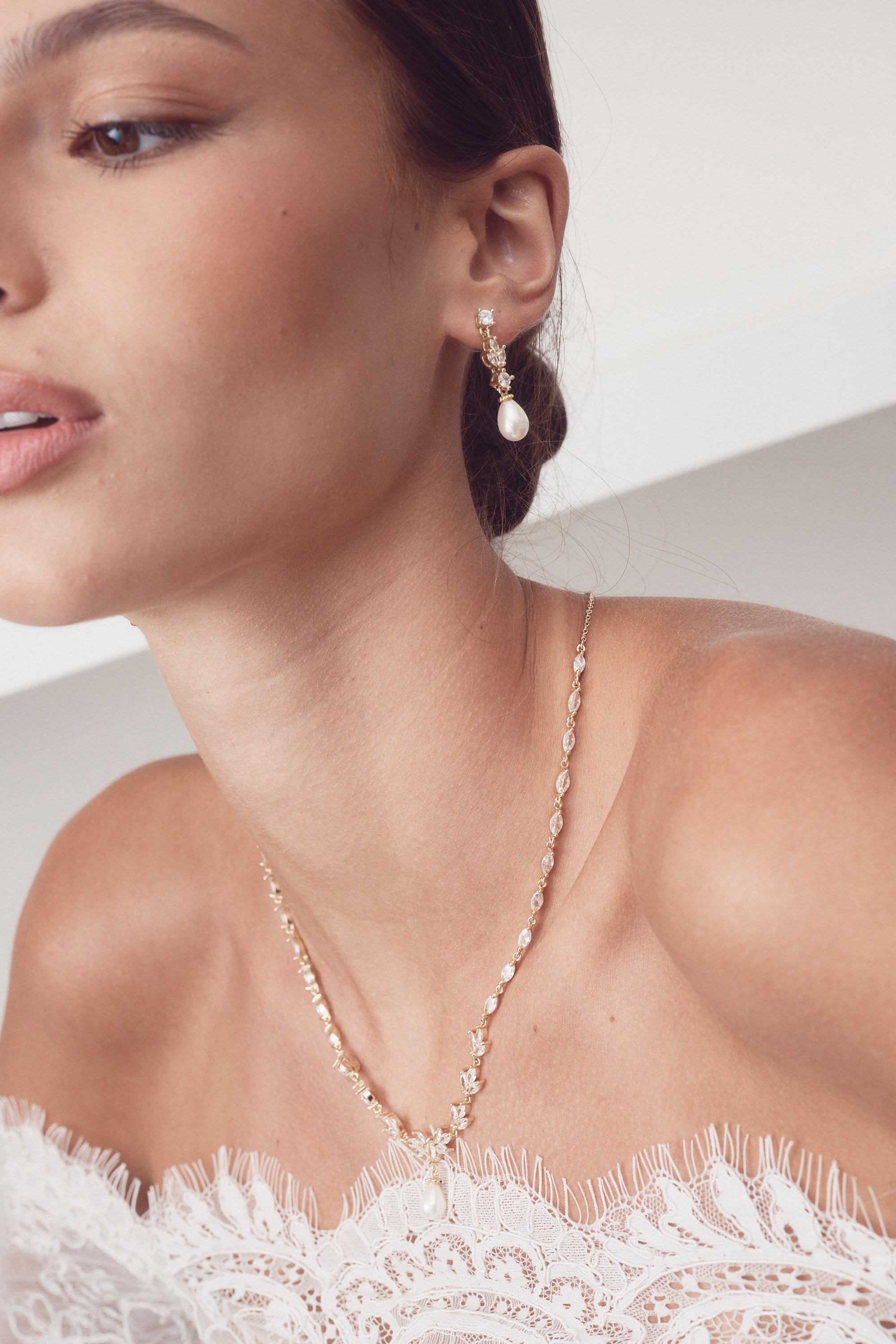 Buy Hazel - Delicate Pearl Drop Bridal Earrings online | The White Collection Australia