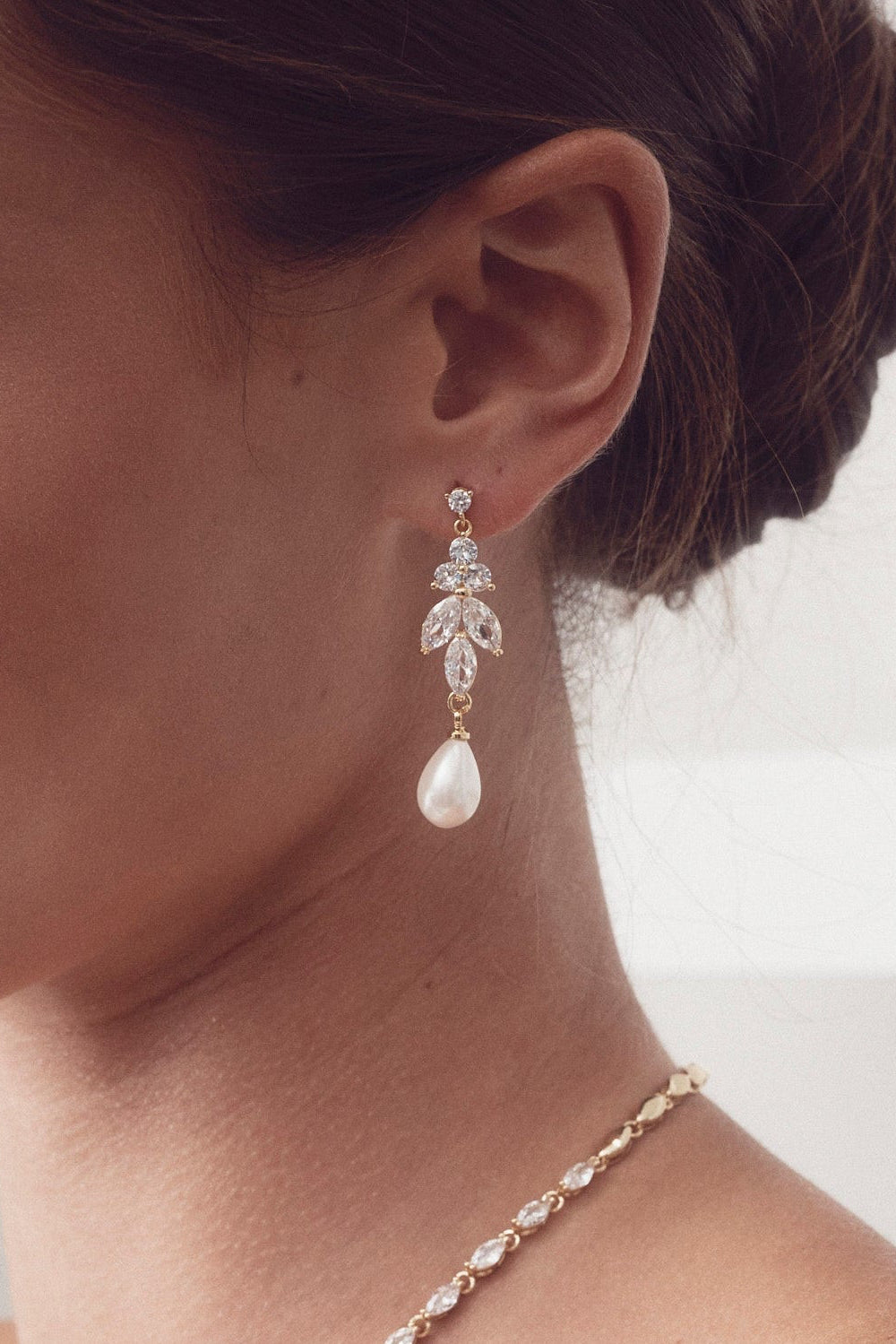 Buy Holly - Stunning Pearl Drop Bridal Earrings online | The White Collection Australia