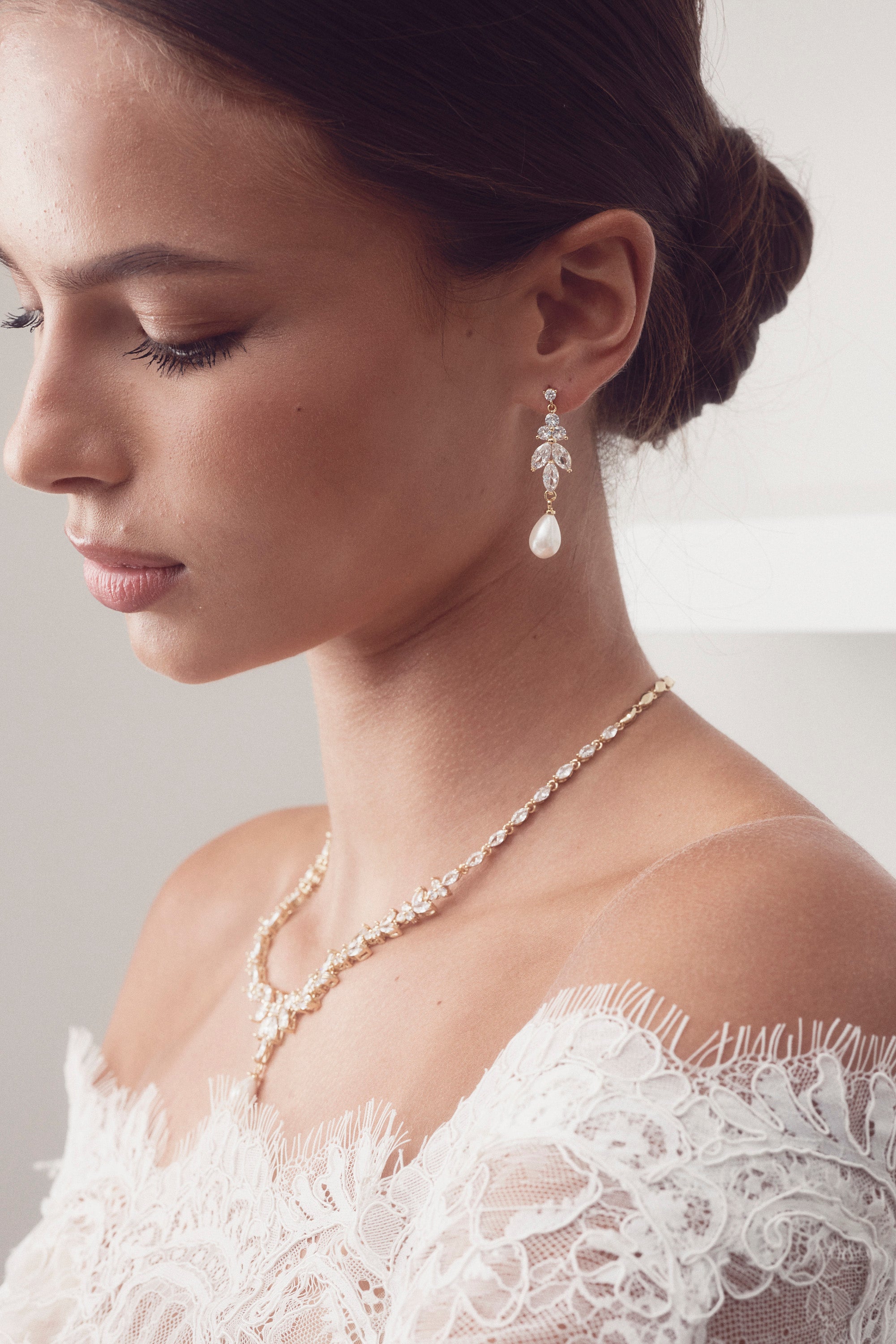 Buy Holly - Stunning Pearl Drop Bridal Earrings online | The White Collection Australia