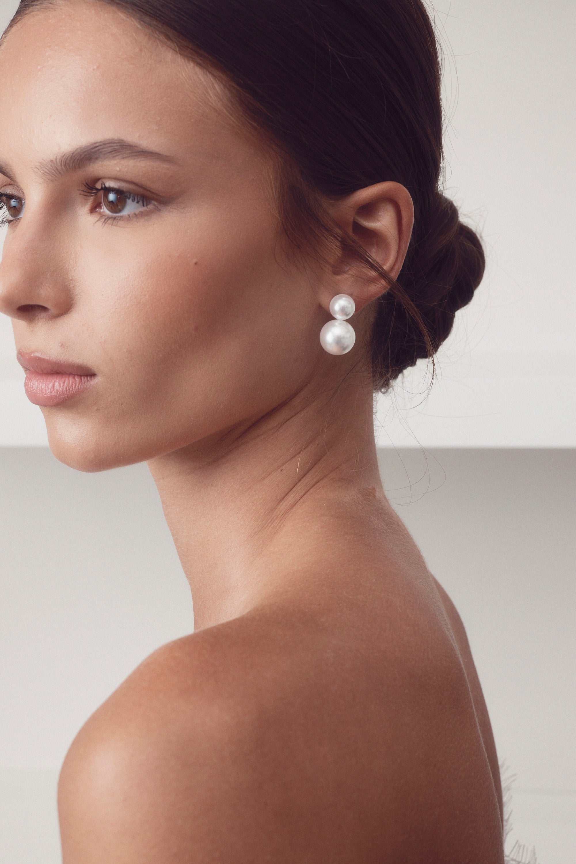 Buy Elizabeth Bower - Pearl Dublet Stud - Rhodium Silver online | The White Collection Australia