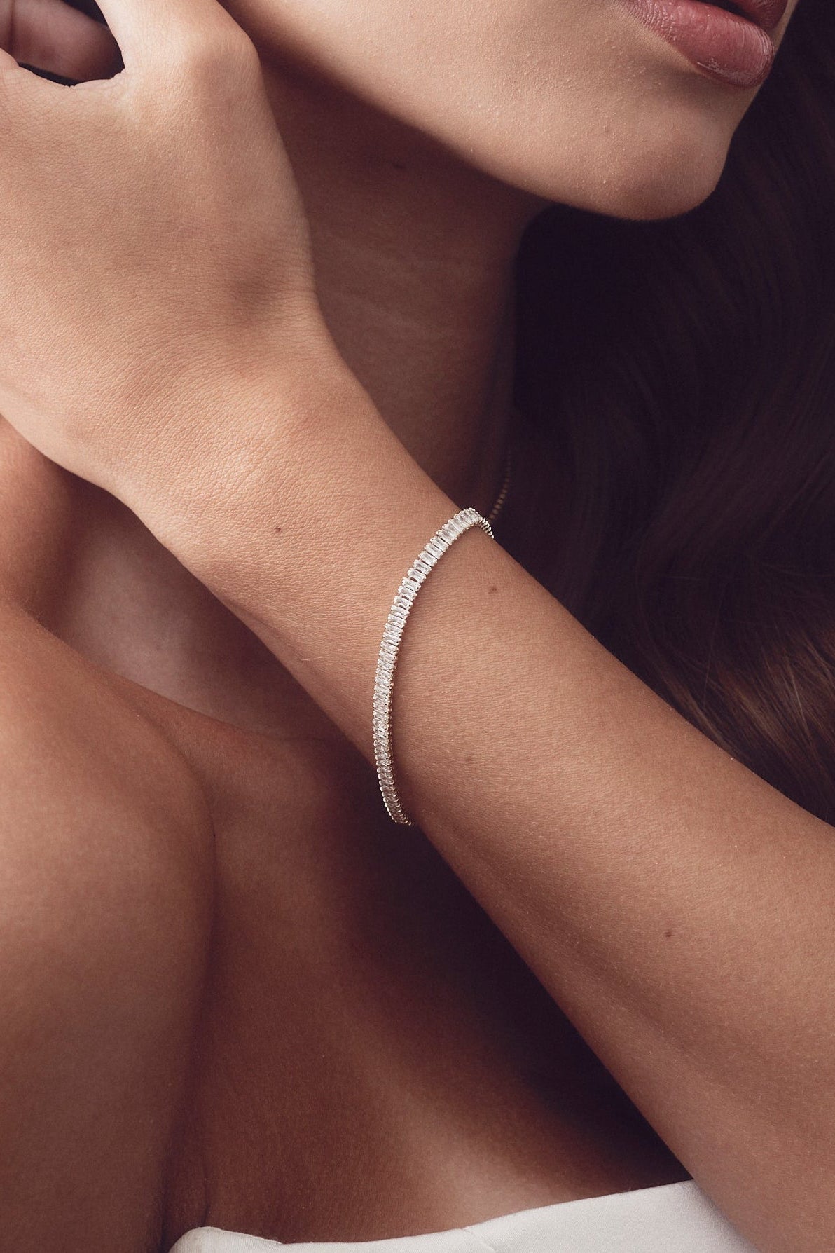 Buy Sidney - Delicate Bridal Tennis Bracelet Baguette Crystals online | The White Collection Australia
