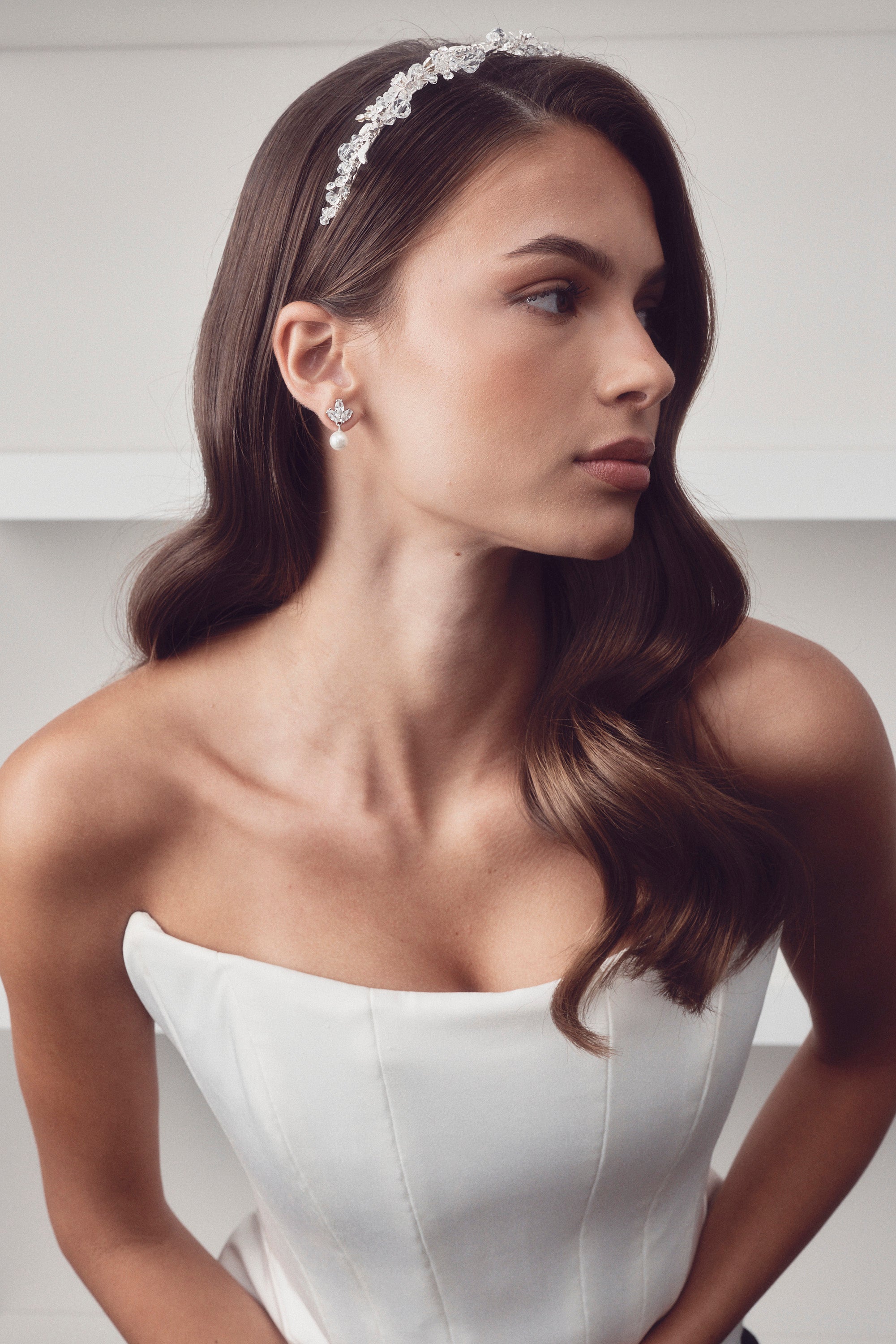 Buy Lola - Pretty Pearl Drop Bridal Earrings online | The White Collection Australia