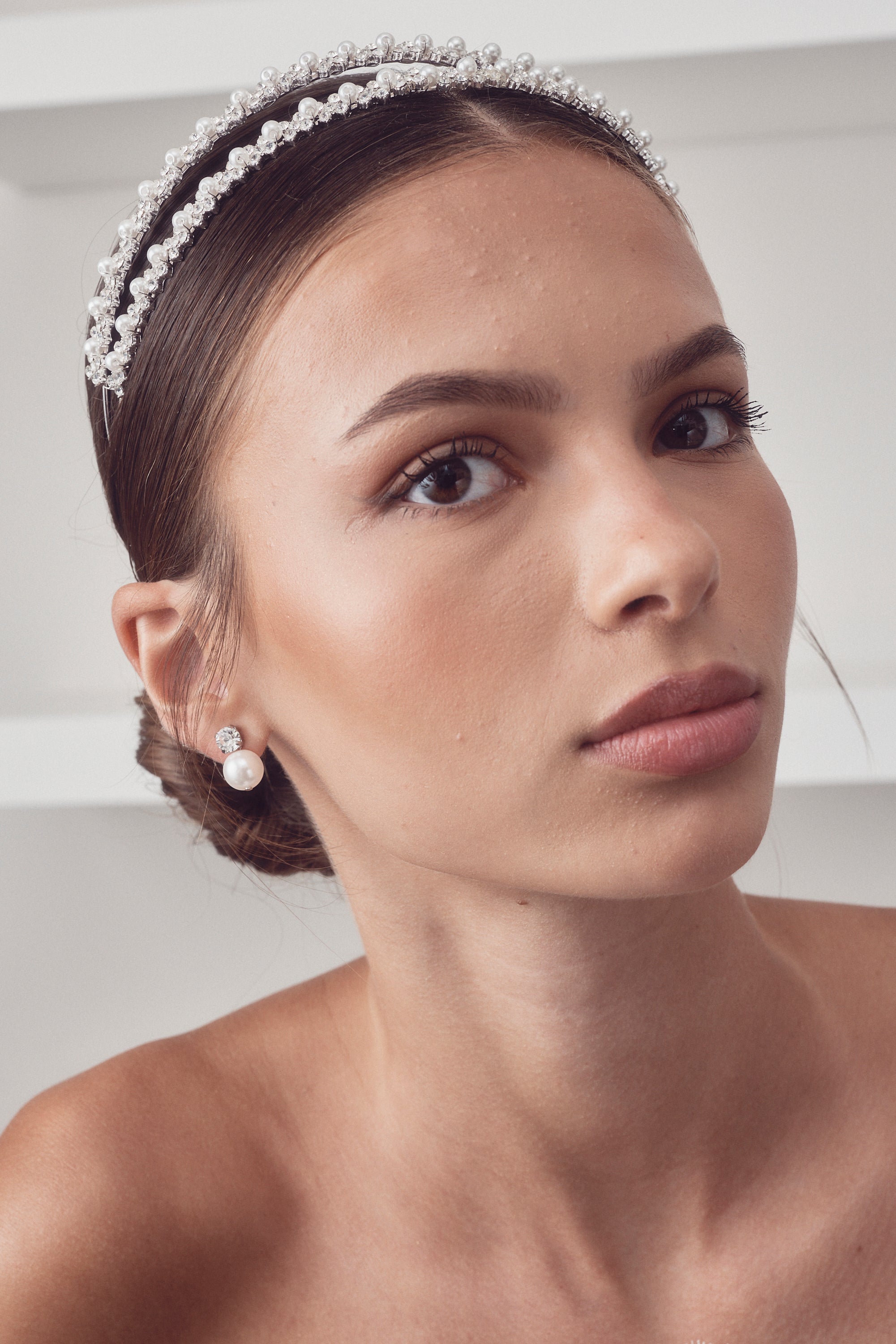 Buy Lauren - Crystal & Pearl Bridal Double Headband online | The White Collection Australia