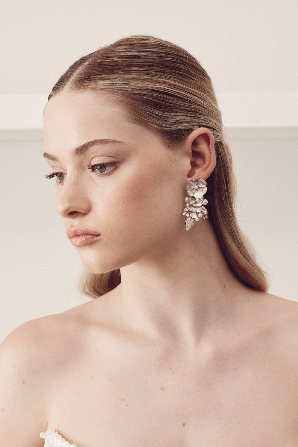 Buy Aurelia - Floral Pearl Crystal Bridal Earrings online | The White Collection Australia