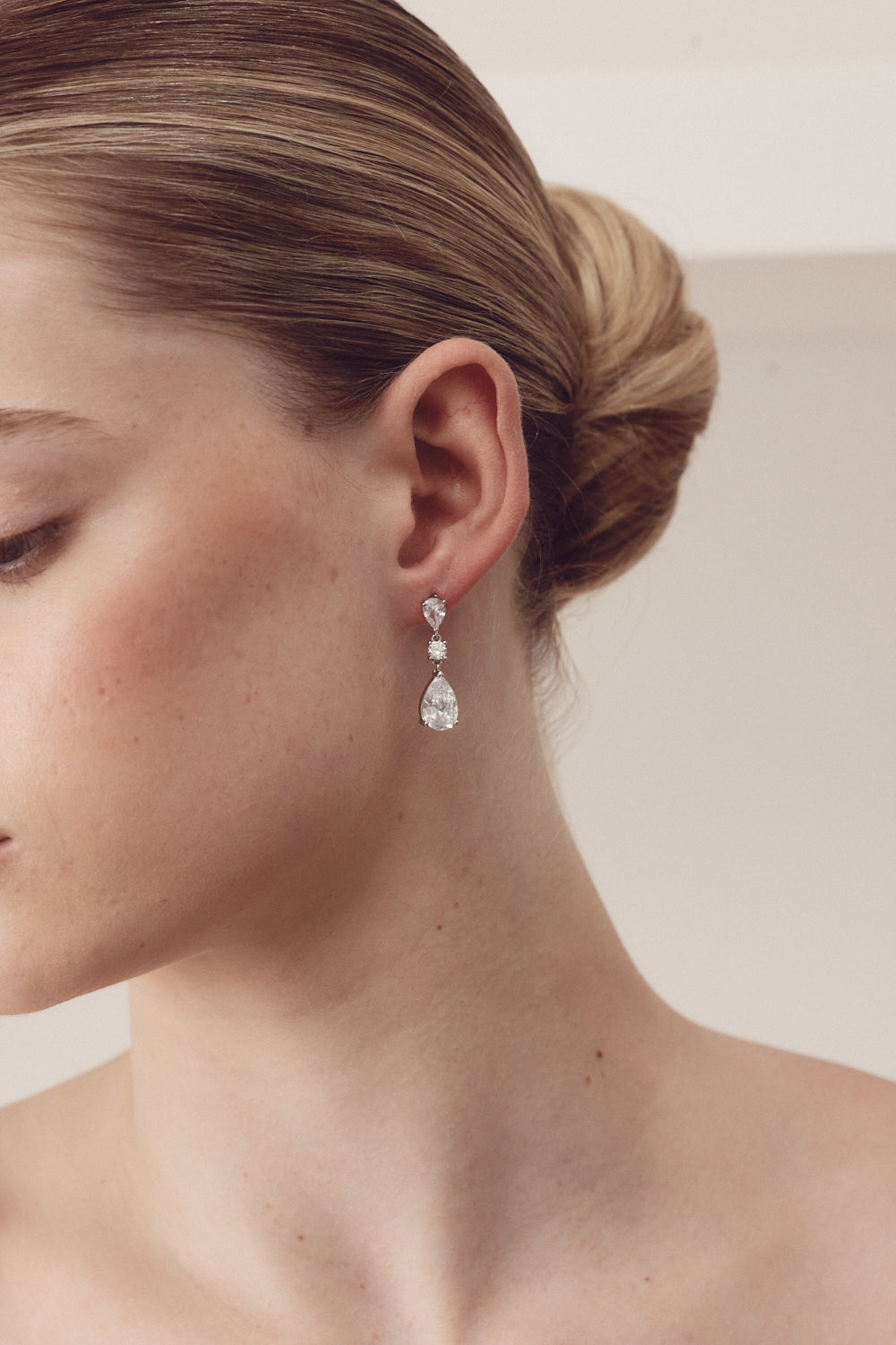 Buy Rayna - Classic Pear Shaped Crystal Drop Bridal Earrings online | The White Collection Australia