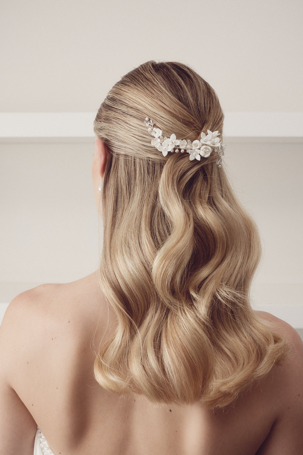 Buy Lila - Pearl & Crystal Floral Bridal Hair Clip online | The White Collection Australia