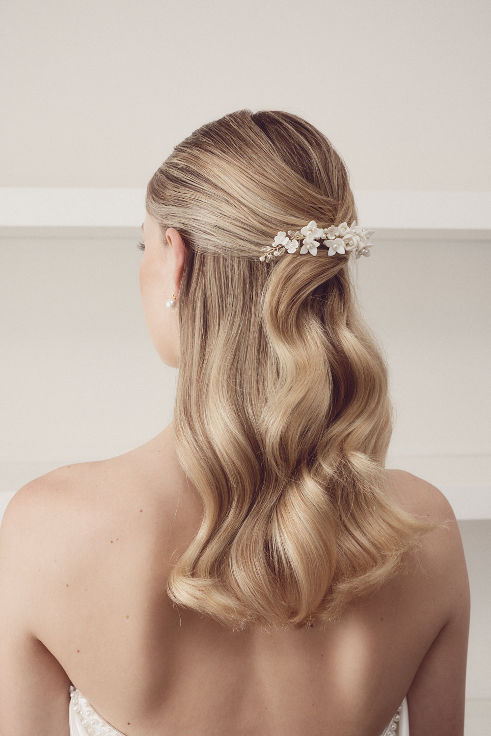 Buy Lila - Pearl & Crystal Floral Bridal Hair Clip online | The White Collection Australia