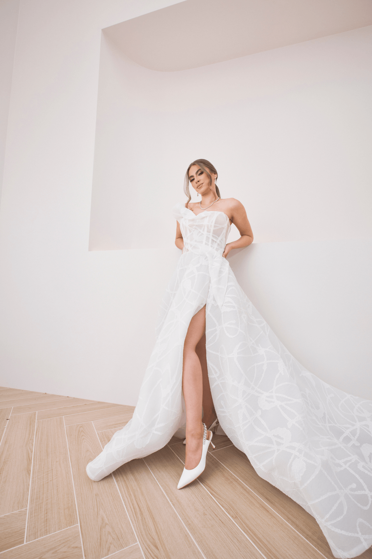 Buy Nina Pearl - White Pearl & Crystal Embellished Sling Back Low Bridal Pump online | The White Collection Australia