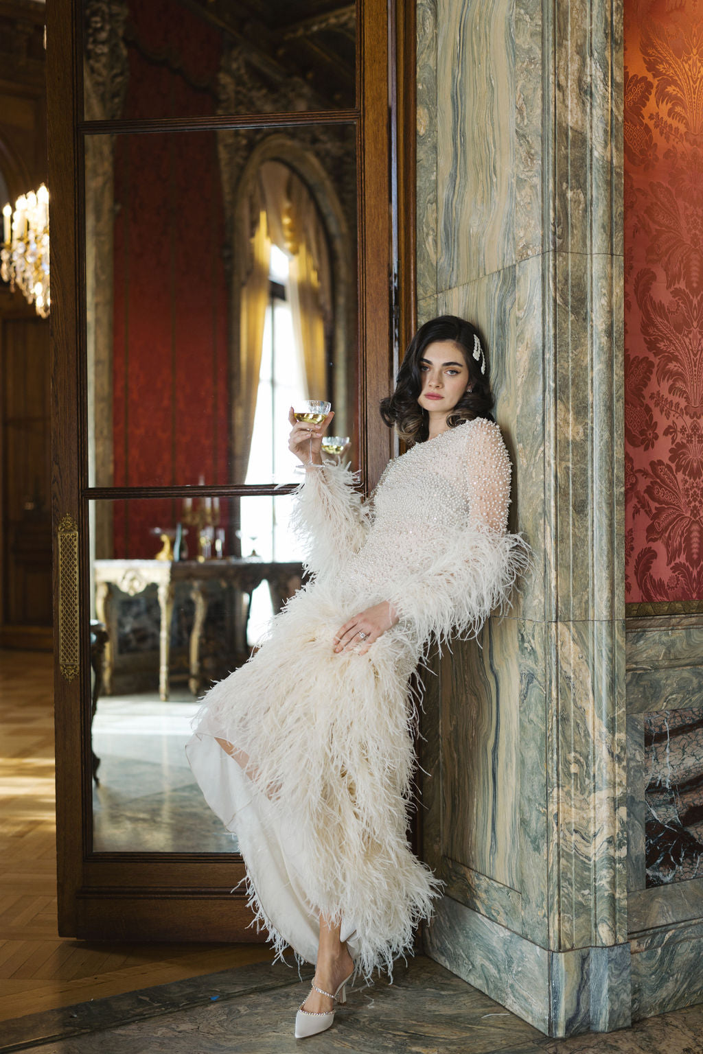 Buy Hadley - Ivory Bridal Mules with Crystal Strap online | The White Collection Australia