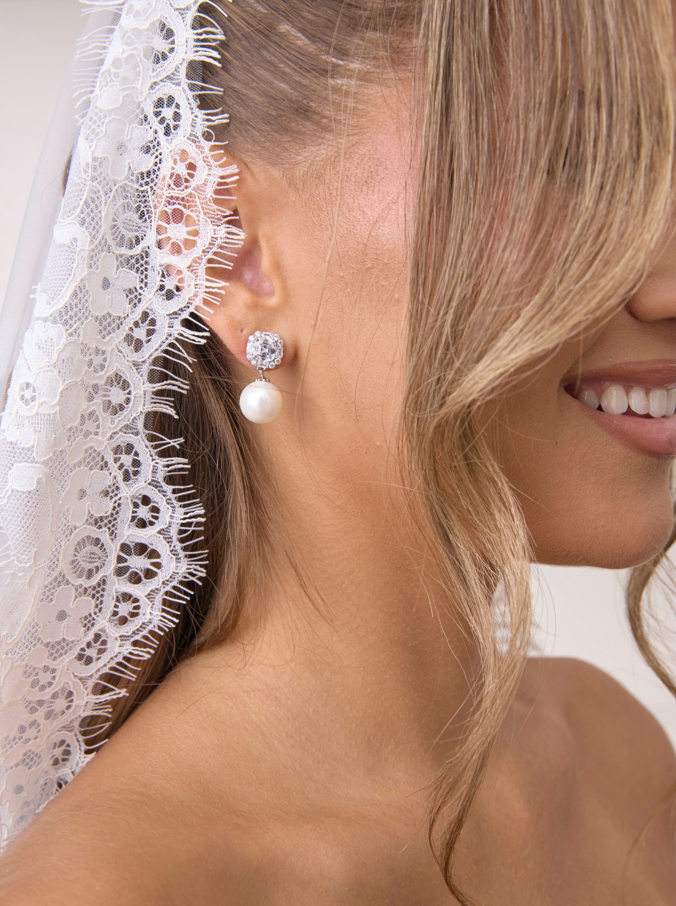 Gianna - Crystal Pearl Bridal Drop Earrings