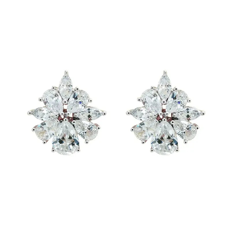 Buy Flora - Crystal Cluster Stud Bridal Earrings online | The White Collection Australia