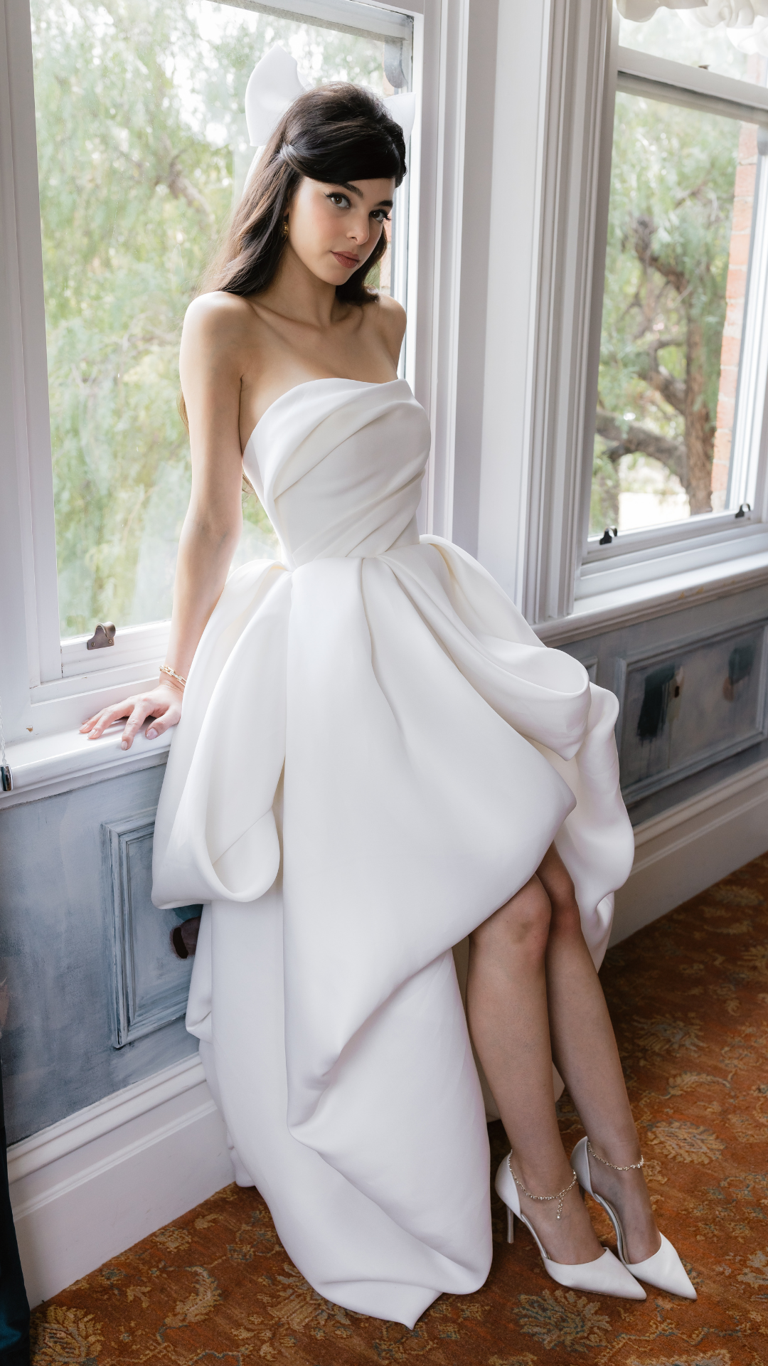 Daniela - Satin Pointed Toe Stiletto With Ankle Bracelet - Soft White