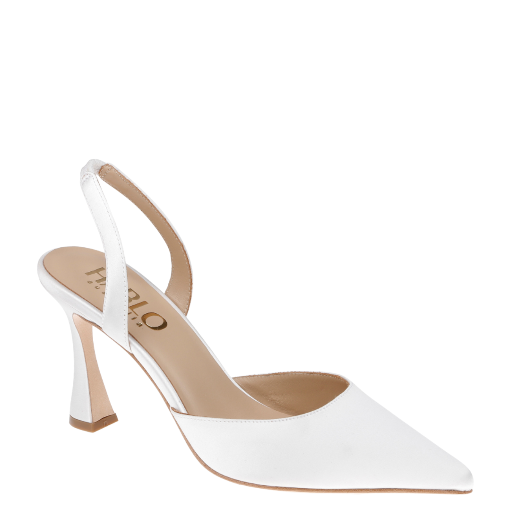 Gigi - Satin Bridal Slingback FLuted Heels - Soft White