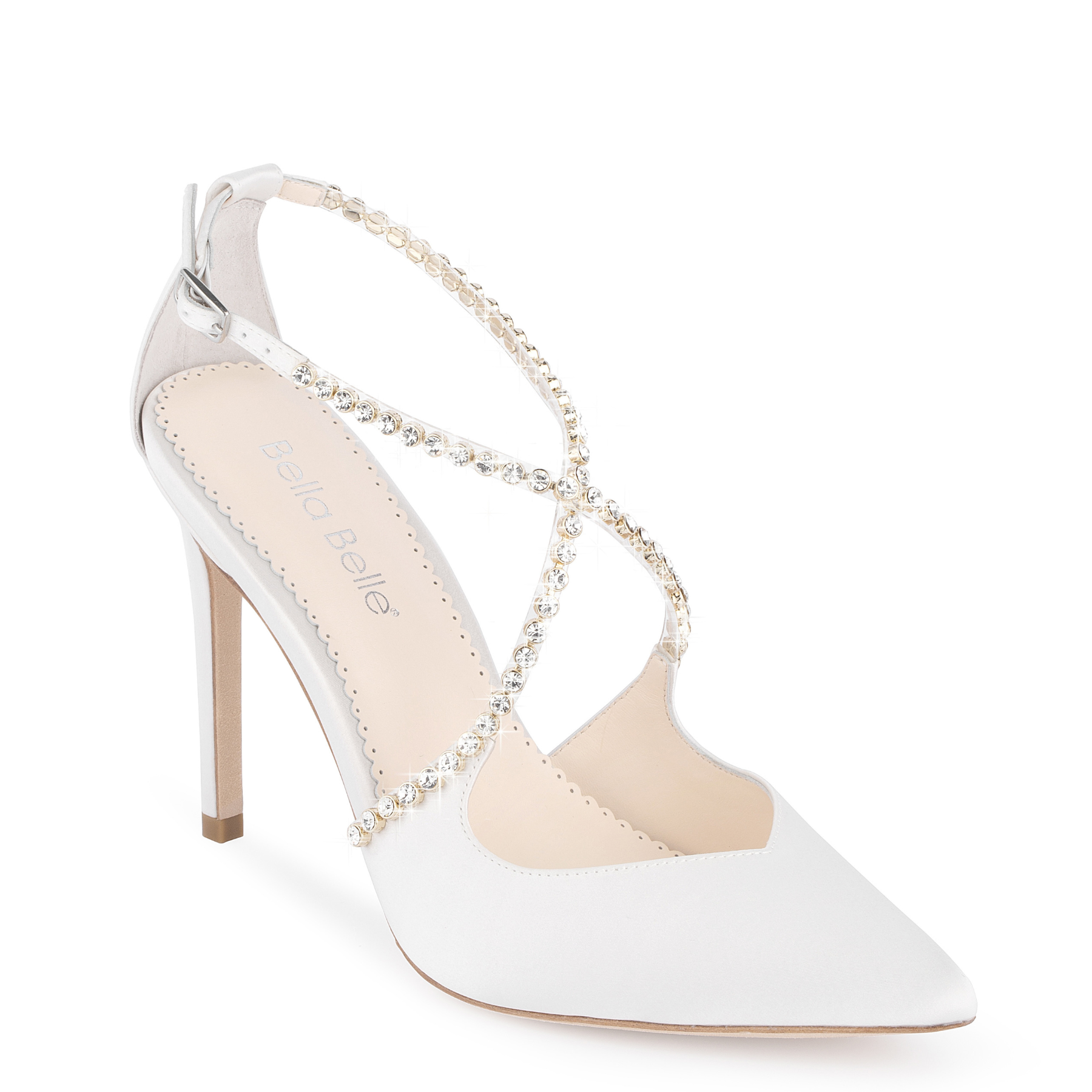Buy Madison - Ivory Criss Cross Crystal Strap Heels online | The White Collection Australia