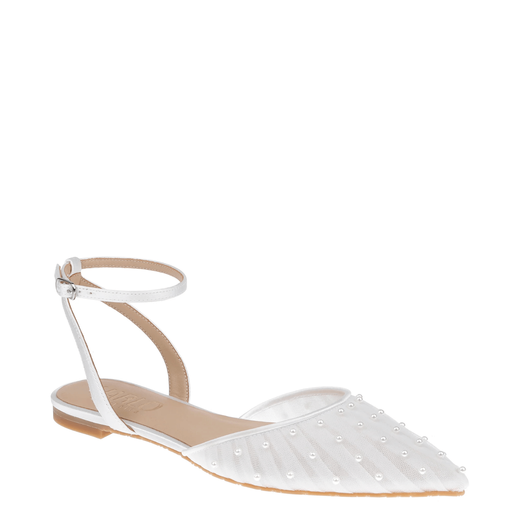 Buy Chanel Pearl - White Tulle Flats with Handsewn Pearls online | The White Collection Australia