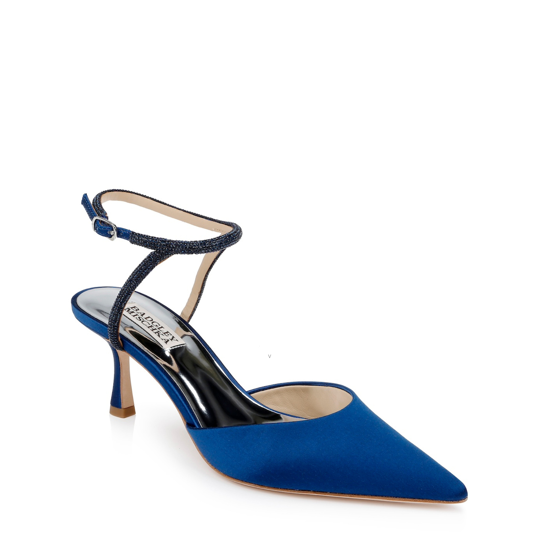 Autumn - Crystal Ankle Strap Kitten Heel Pumps - Electric Blue