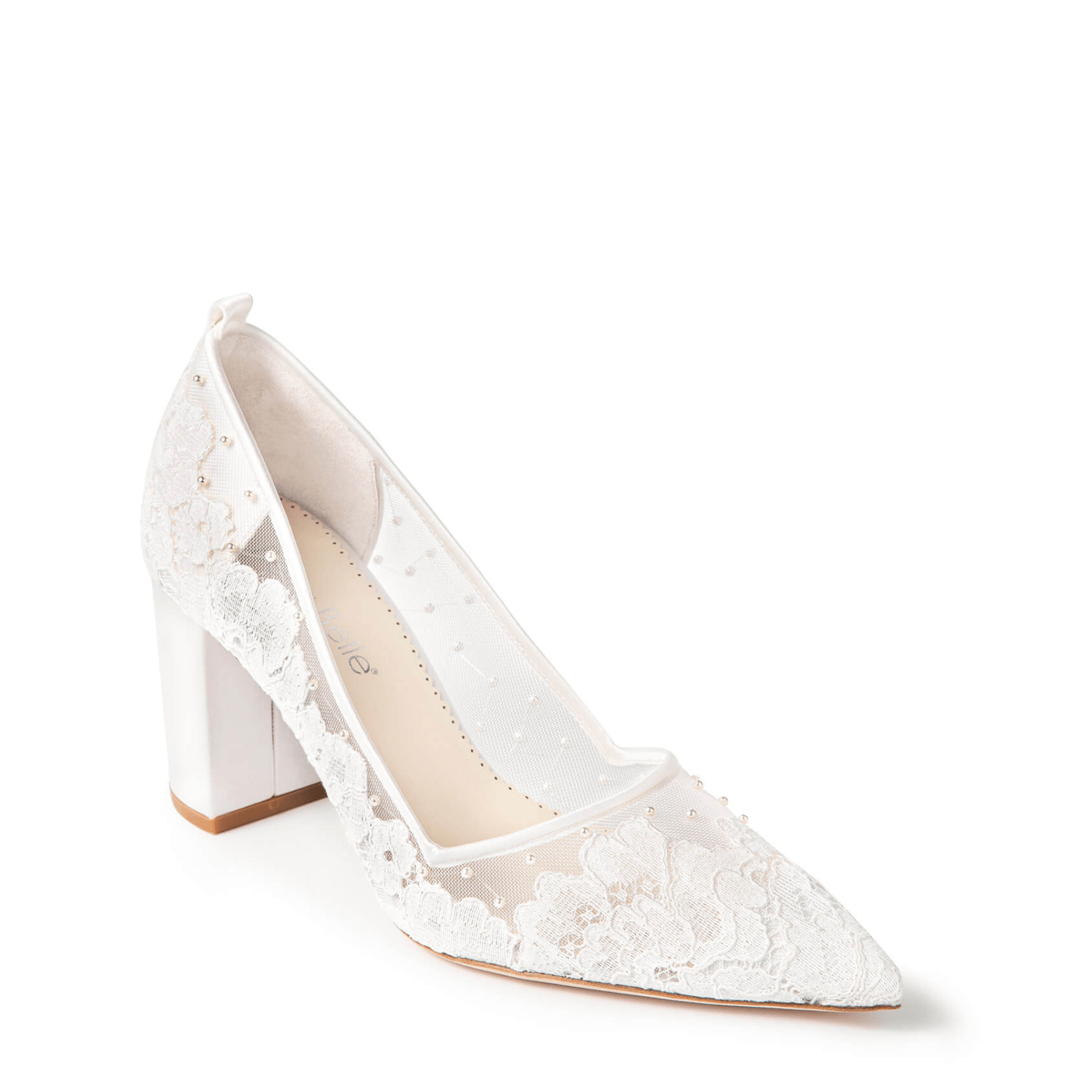 Buy Margot - Lace Pearl Bridal Block Heels - Ivory online | The White Collection Australia