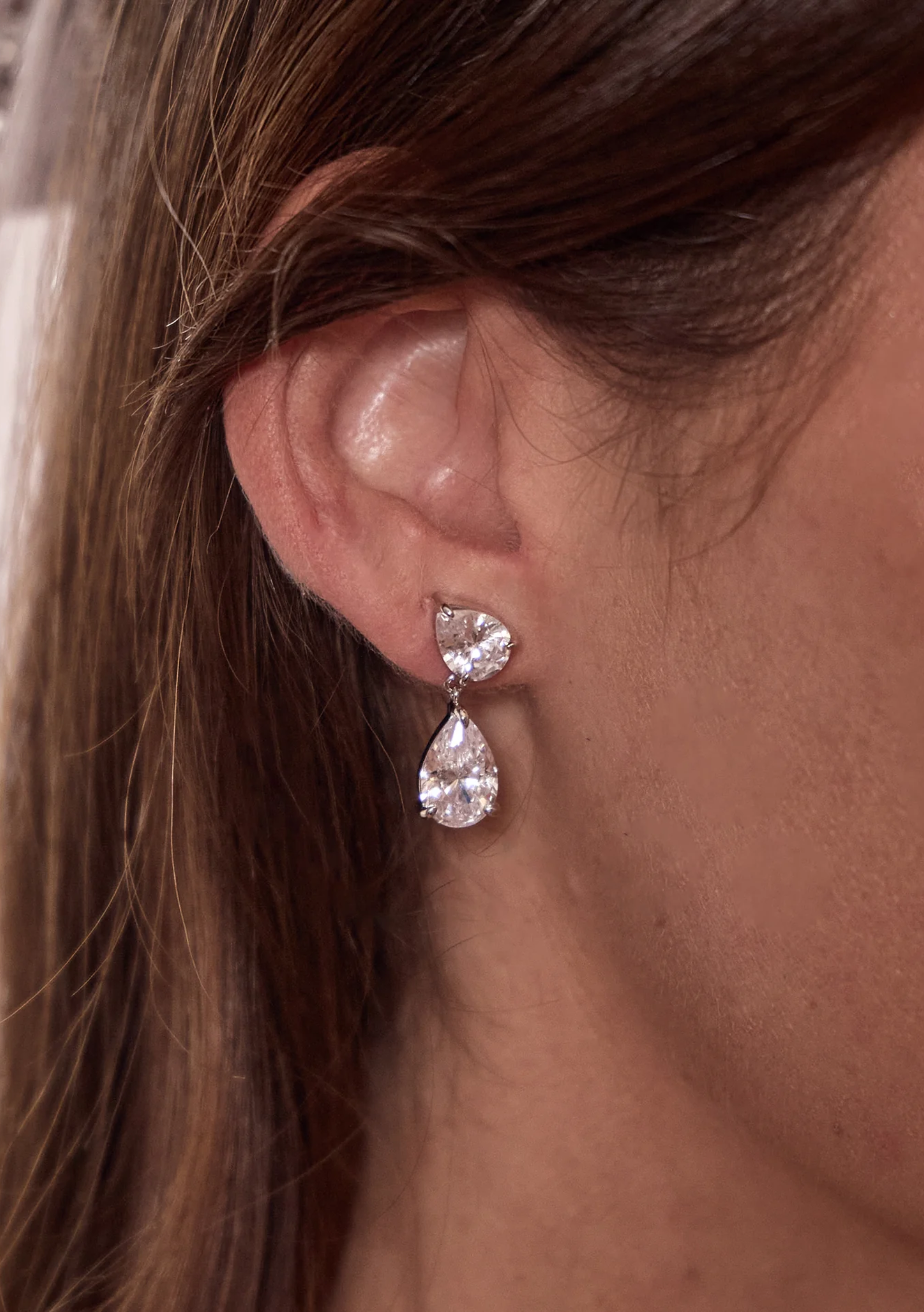 Lola Knight - Aura - Crystal Drop Bridal Earrings - Silver