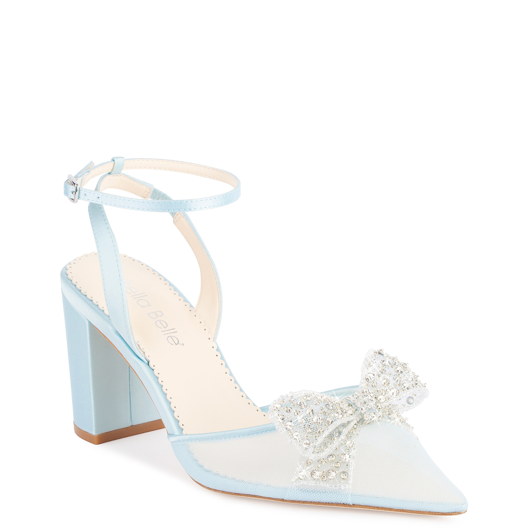 Buy Athena - Blue Crystal Block Heels with Removable Ankle Strap online | The White Collection Australia