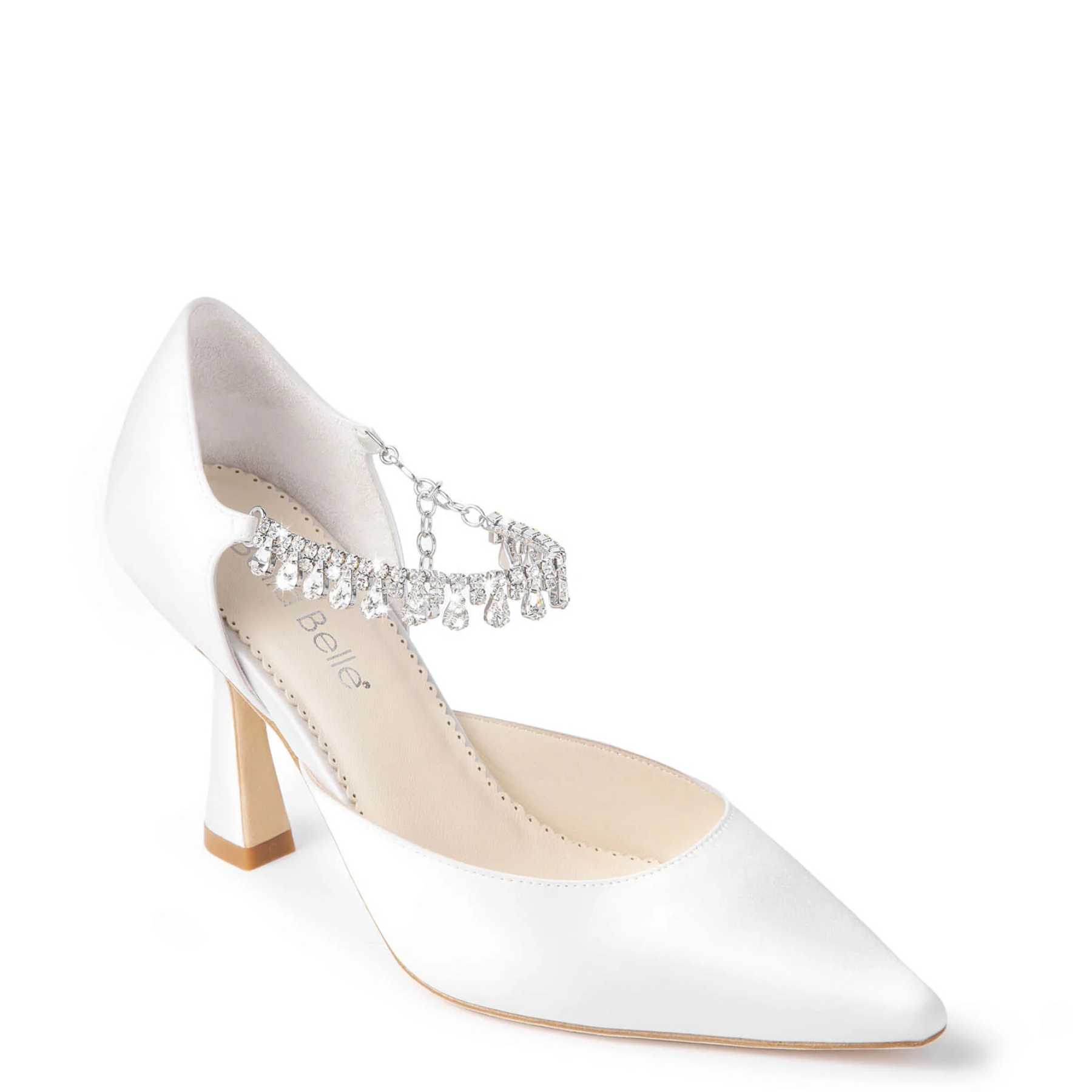 Regina - Silk Bridal Pumps with Crystal Ankle Strap - Ivory