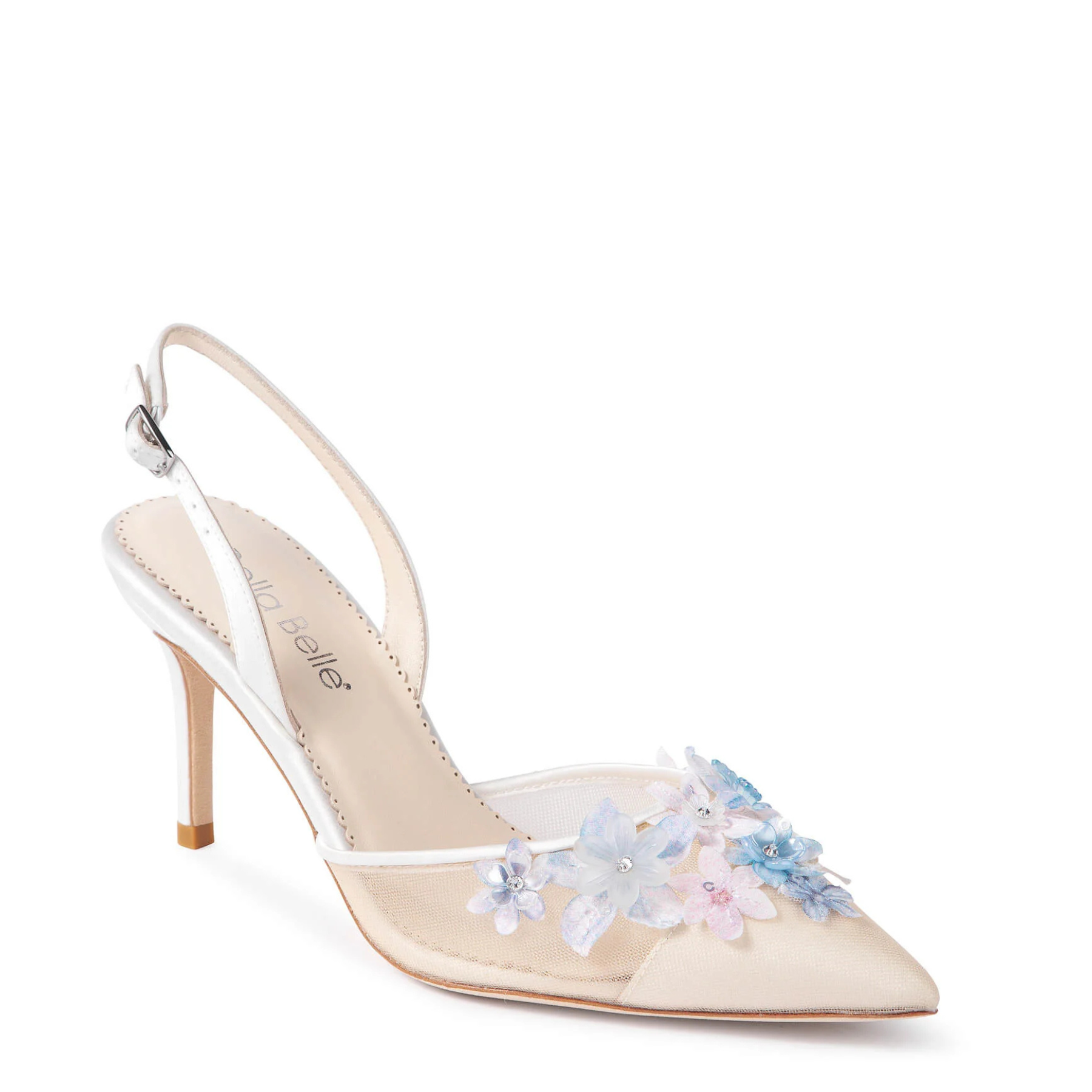 Becca - Floral Slingback Heels - Ivory
