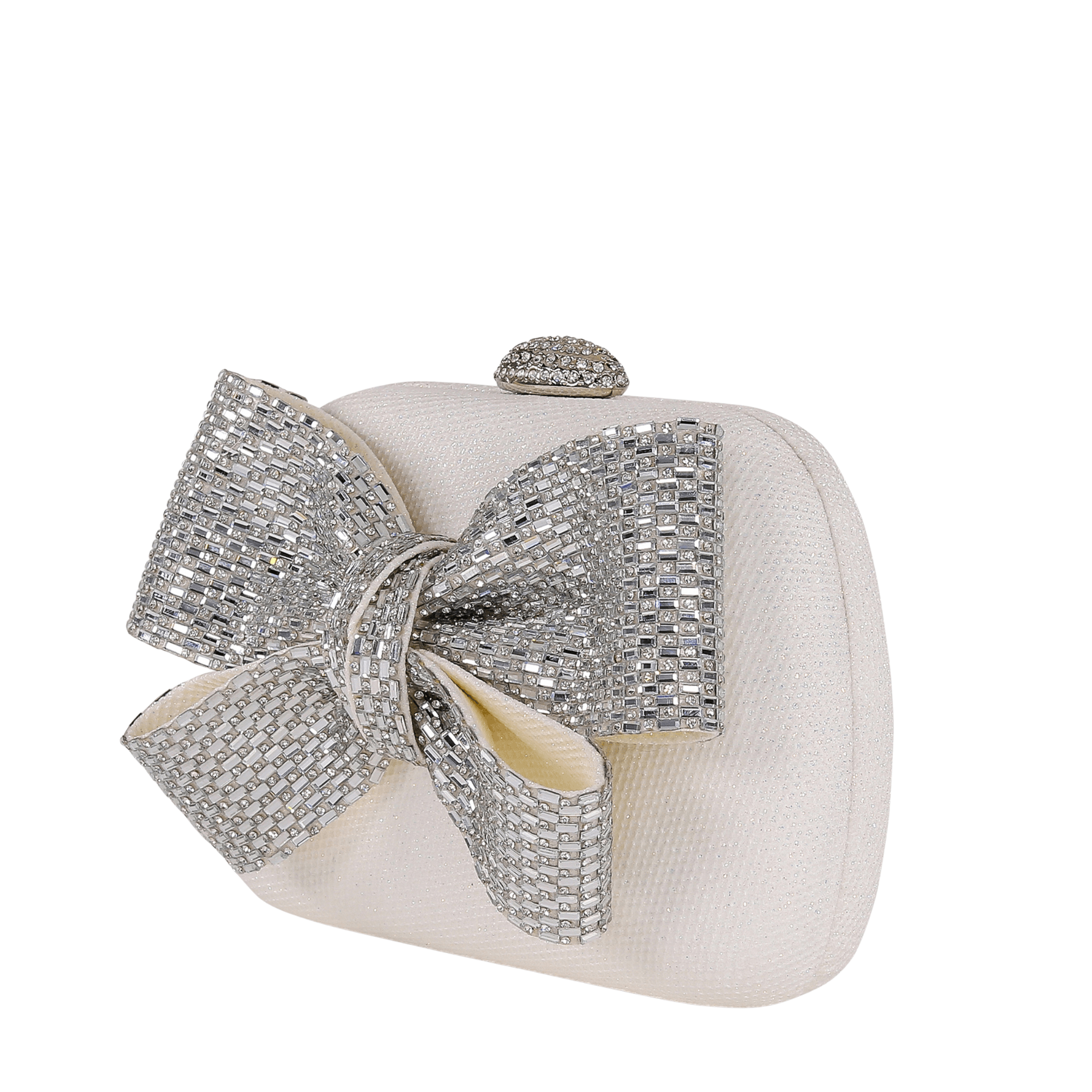 Buy Emmy - Crystal Bow Clutch - Soft White online | The White Collection Australia