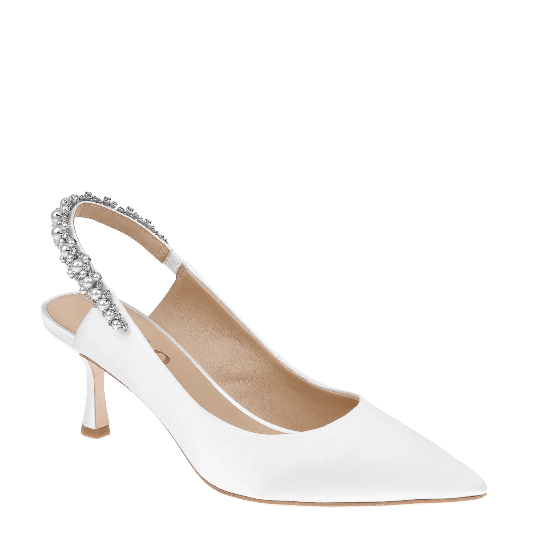 Buy Nina Pearl - White Pearl & Crystal Embellished Sling Back Low Bridal Pump online | The White Collection Australia