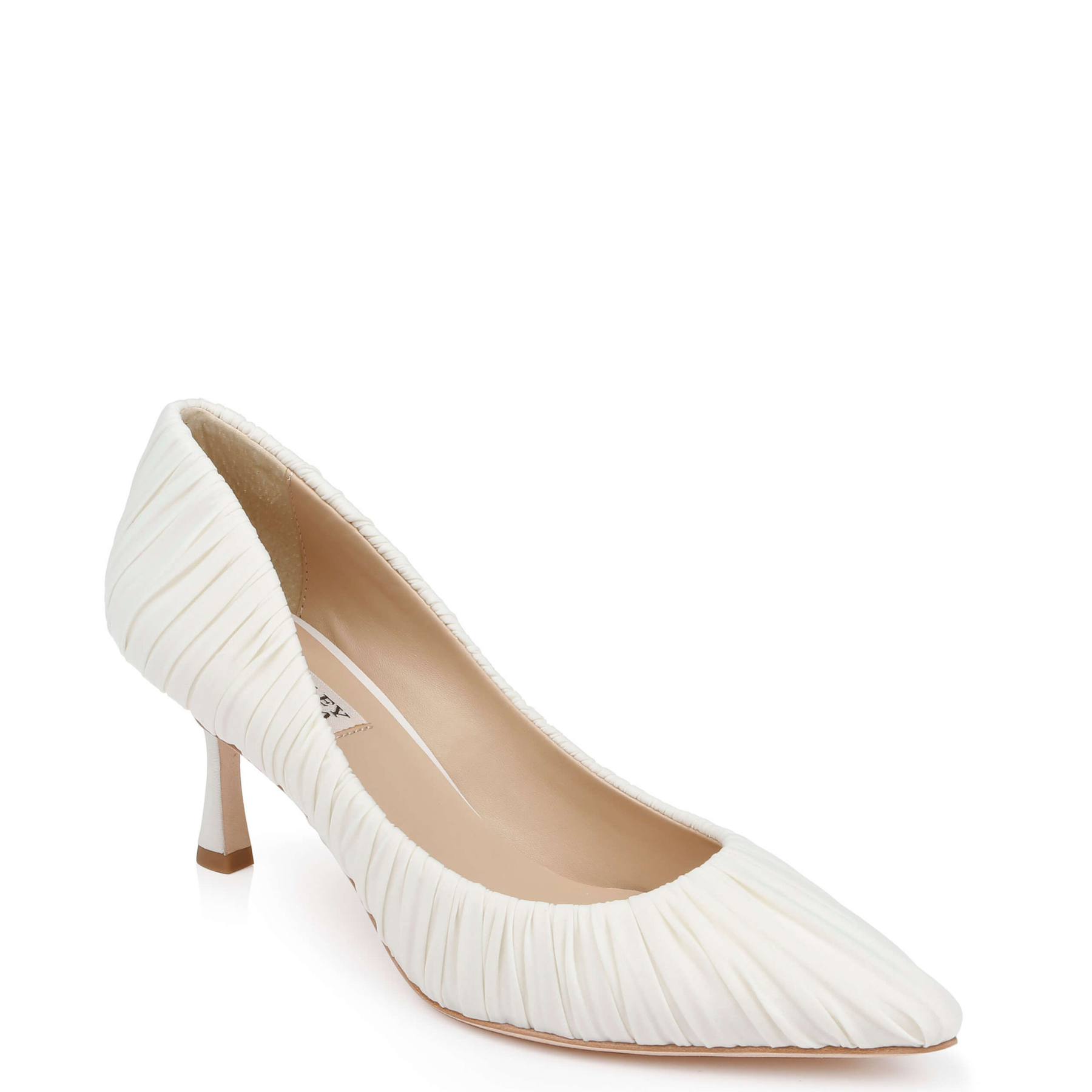 Verity - Ruched Kitten Heel Pumps - Ivory