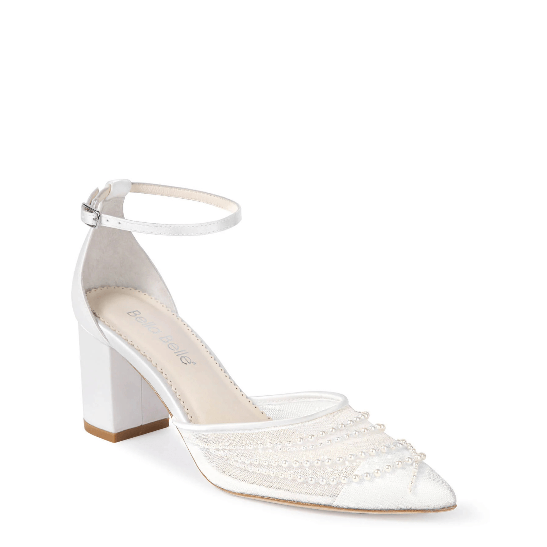 Buy Perla - Pearl Block Heels - Ivory online | The White Collection Australia