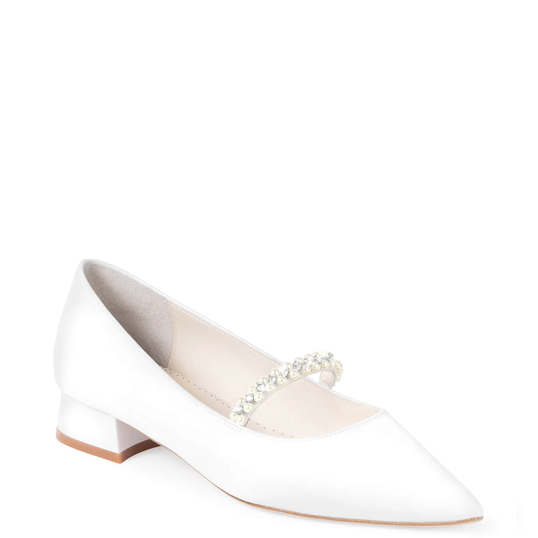 Lucy - Pearl & Crystal Bridal Flats - Ivory