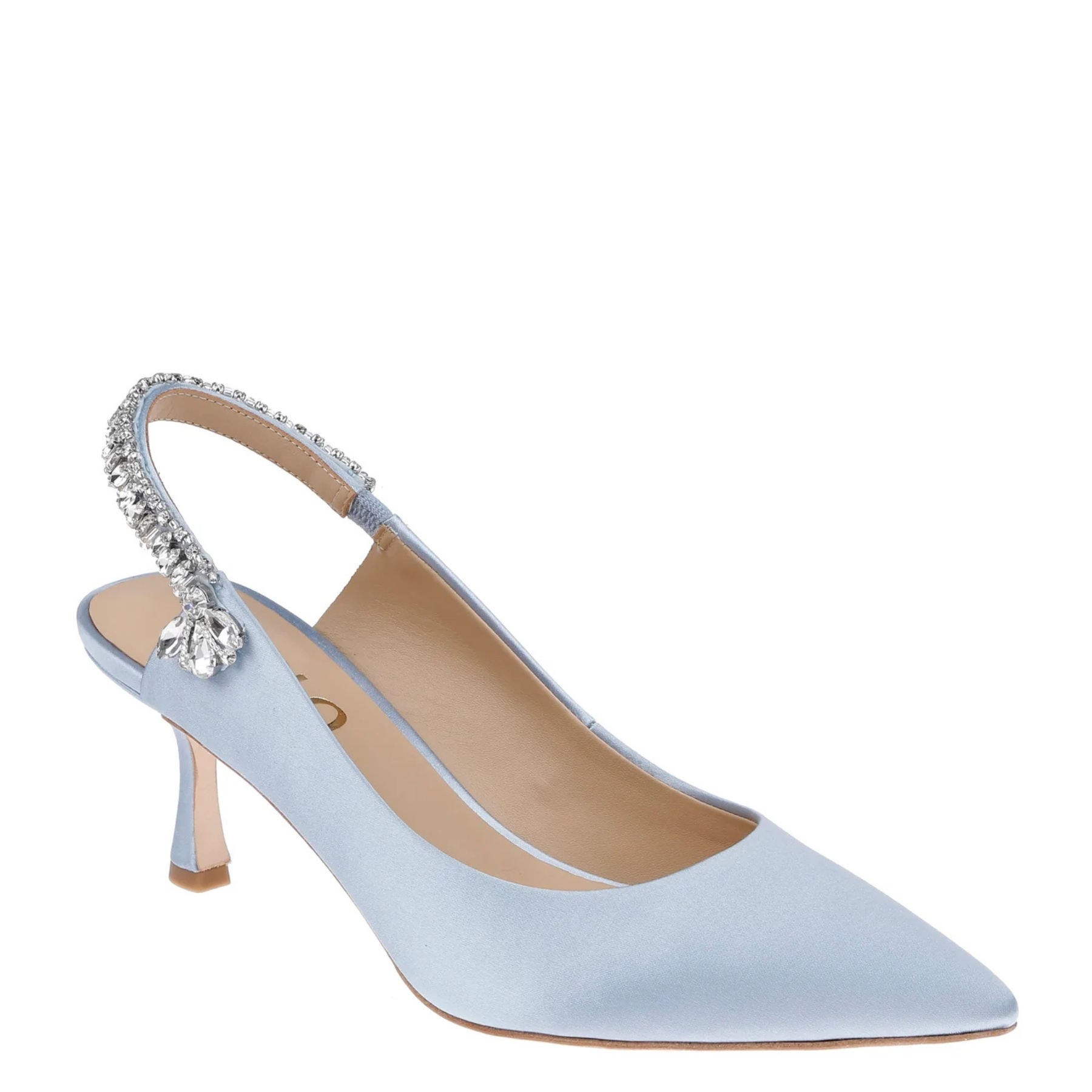 Nina Azure - Blue Crystal Embellished Sling Back Low Bridal Pump