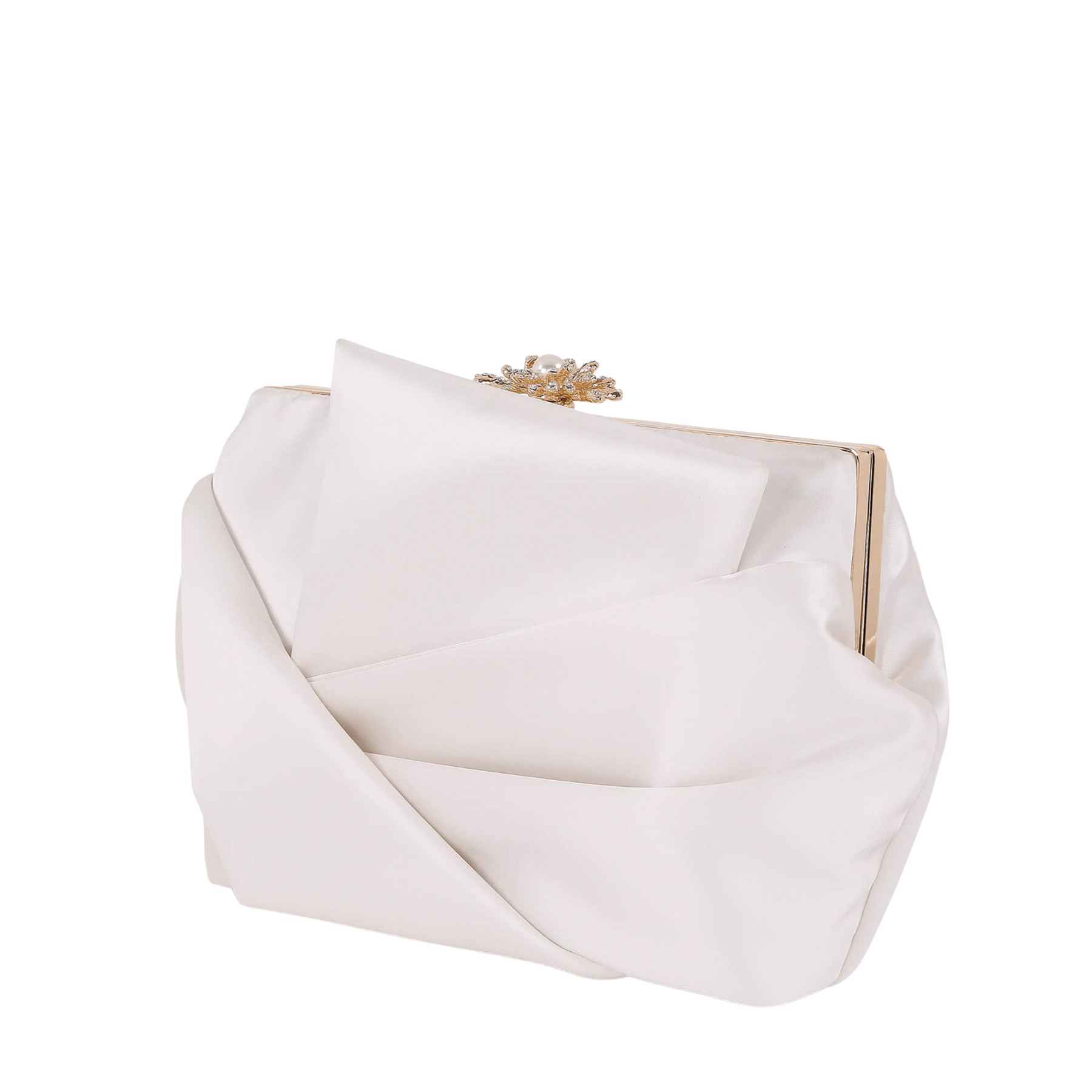 Buy Caroline - Satin Origami Pouch Clutch - Soft White online | The White Collection Australia