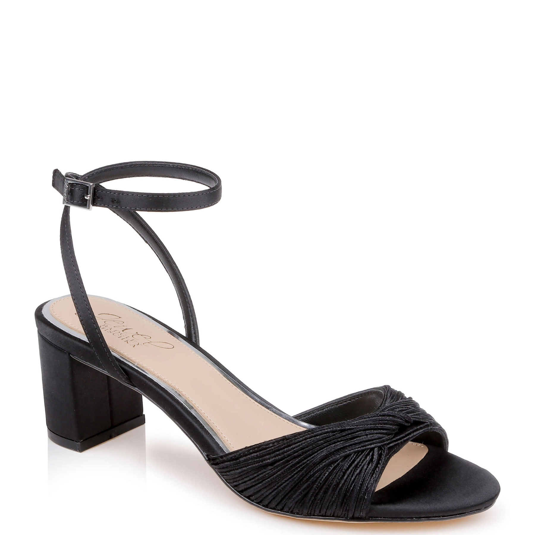 Pretty - Open Toe Strappy Low Block Heel - Black