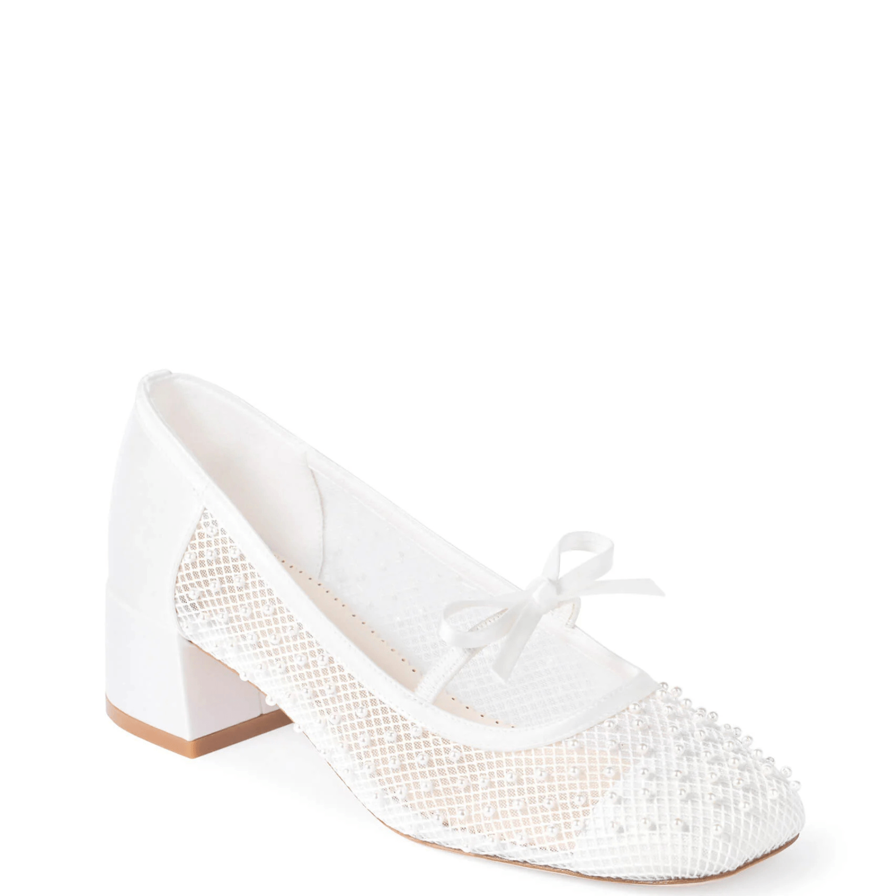Buy Millie - Pearl Mary Jane Low Block Heels - Ivory online | The White Collection Australia