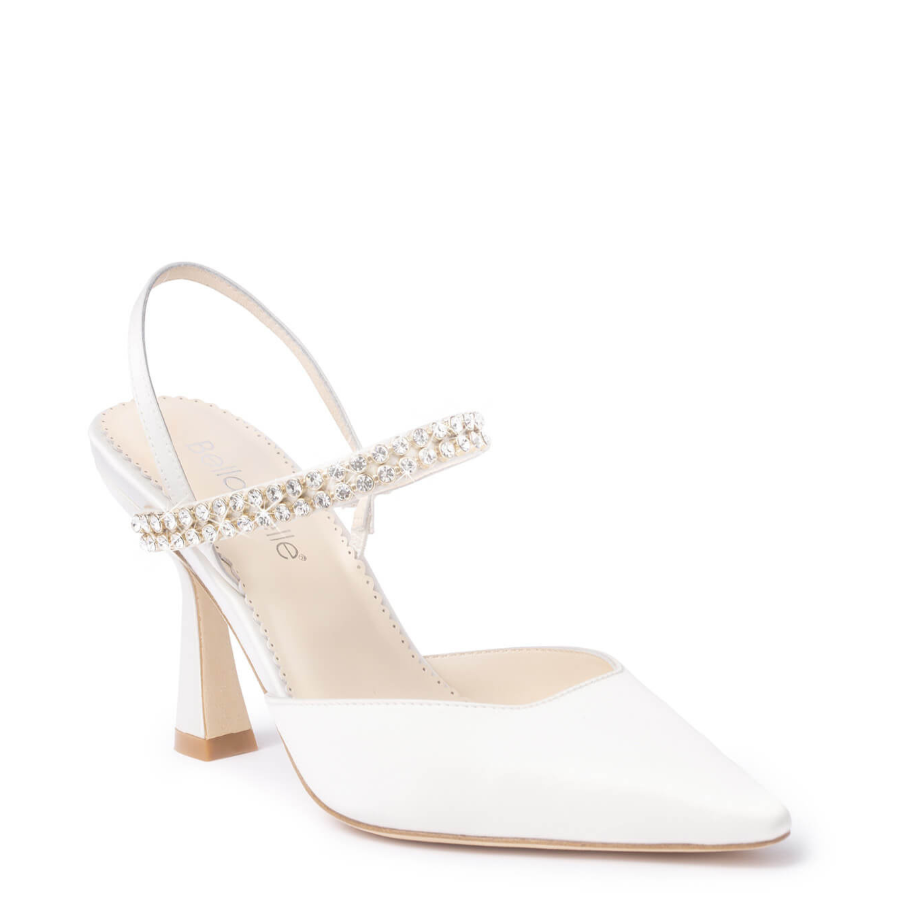 Campbell - Crystal Strap Spool Heel Slingbacks - Ivory
