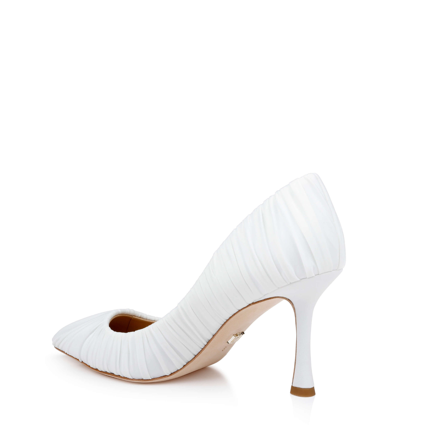 Veronika - Ruched Pointed Toe Pumps - Soft White