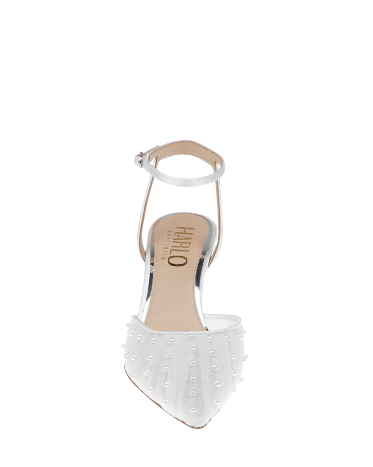 Ellie - White Low Heel with Handsewn Pearls