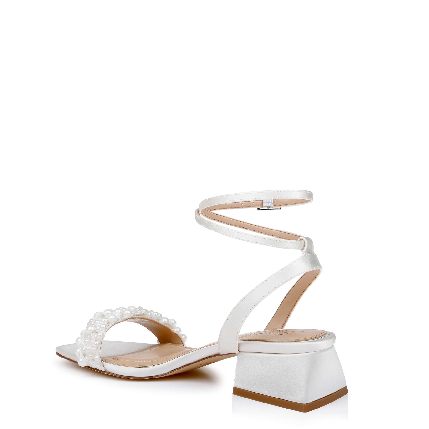 Payton - Strappy Pearl Low Block Heel - Ivory