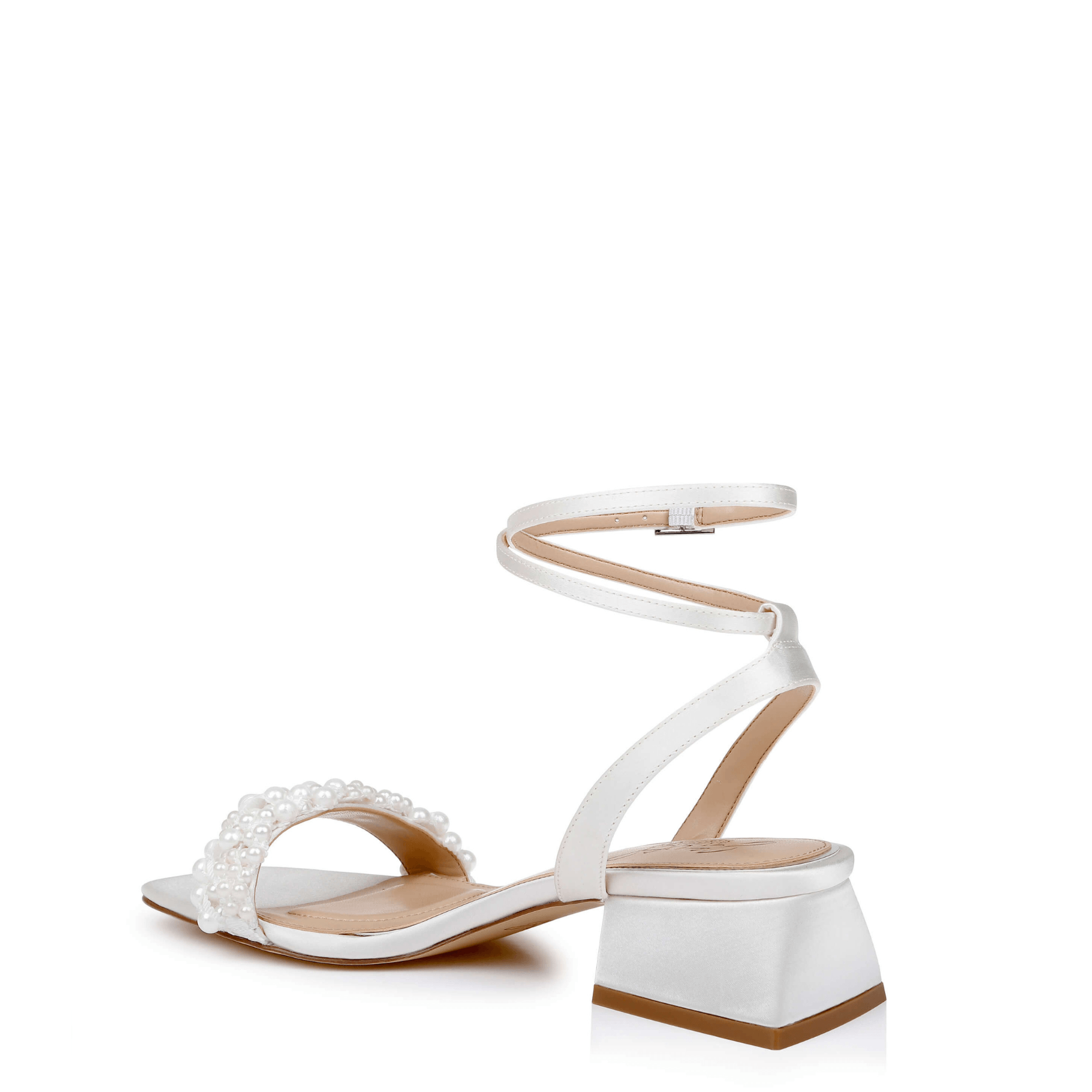Buy Payton - Strappy Pearl Low Block Heel - Ivory online | The White Collection Australia