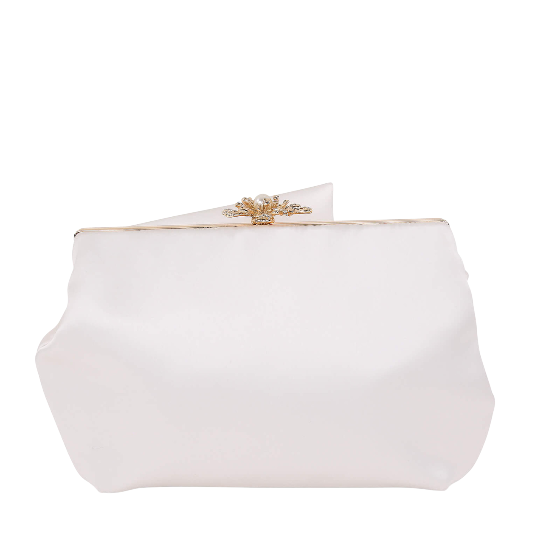 Caroline - Satin Origami Pouch Clutch - Soft White
