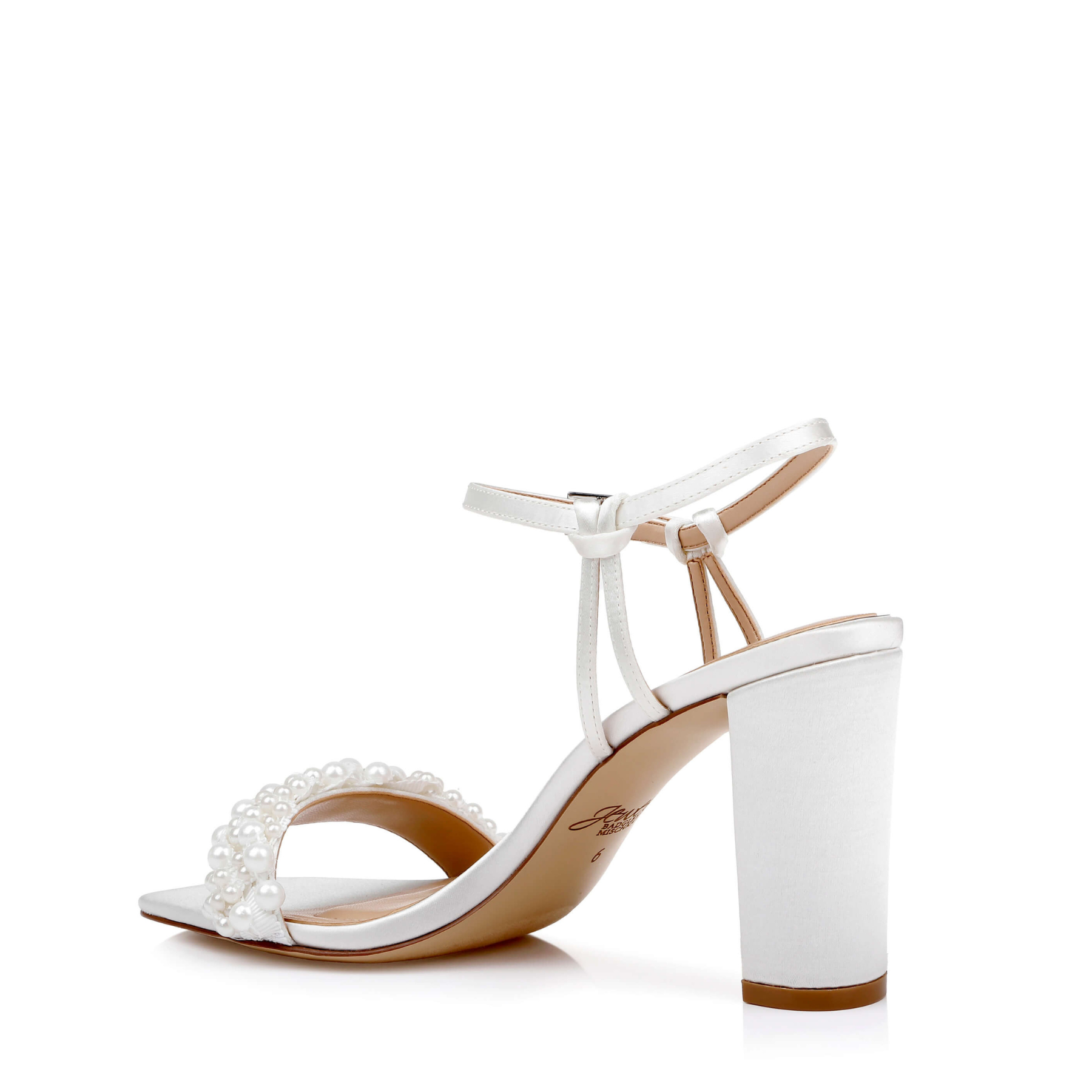 Peoria - Ankle Strap Pearl High Heels - Ivory