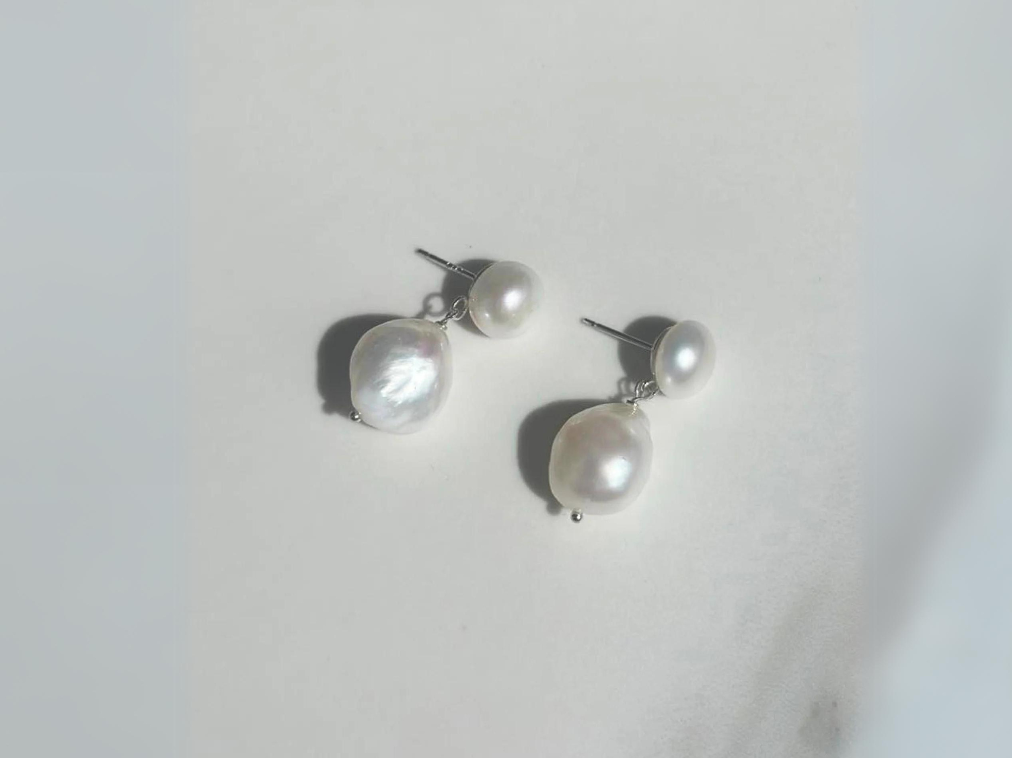 Lola Knight - Audrey - Pearl Drop Bridal Earrings - Silver
