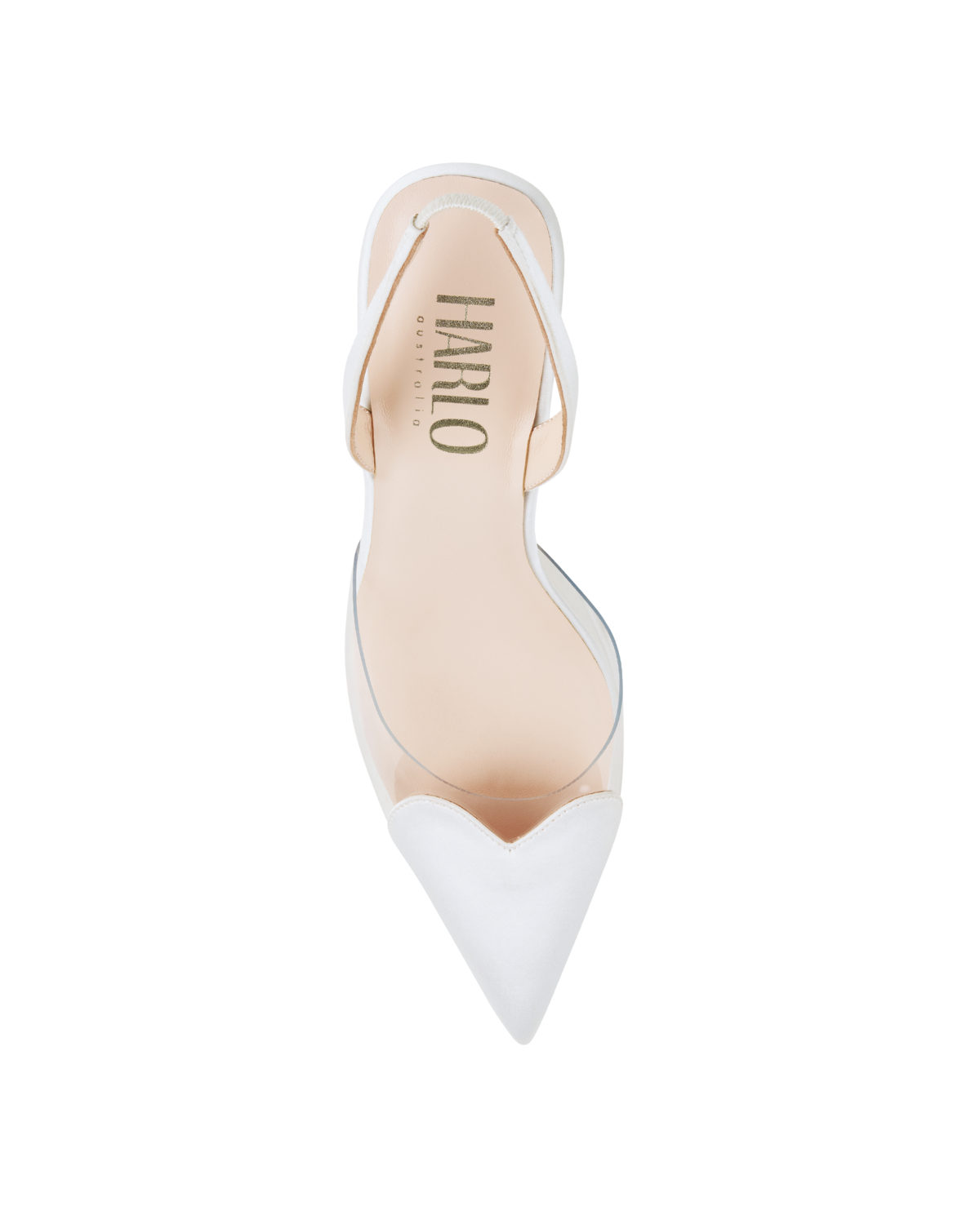 Buy Cupid - Love Heart Sling Back Heels - Ivory Silk Satin online | The White Collection Australia