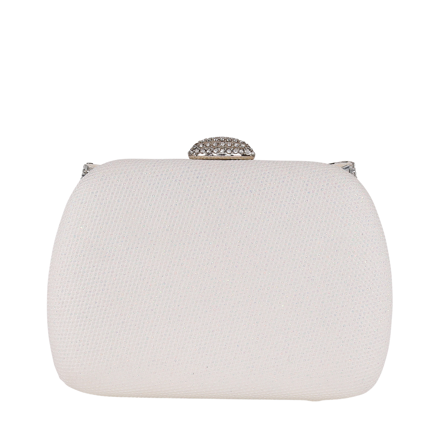 Emmy - Crystal Bow Clutch - Soft White