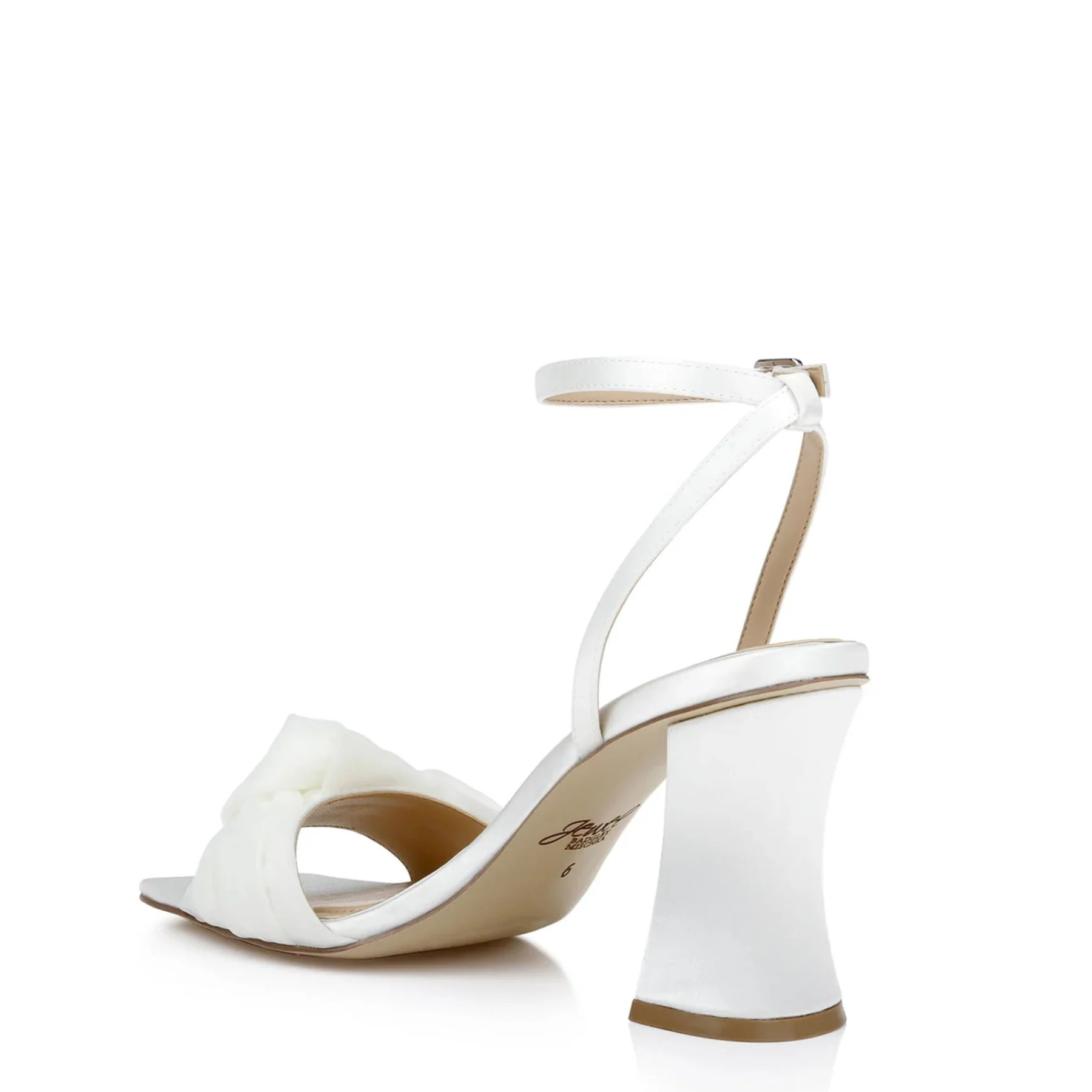 Fayola - Knot Front Open Toe Ankle Strap Heels - Ivory