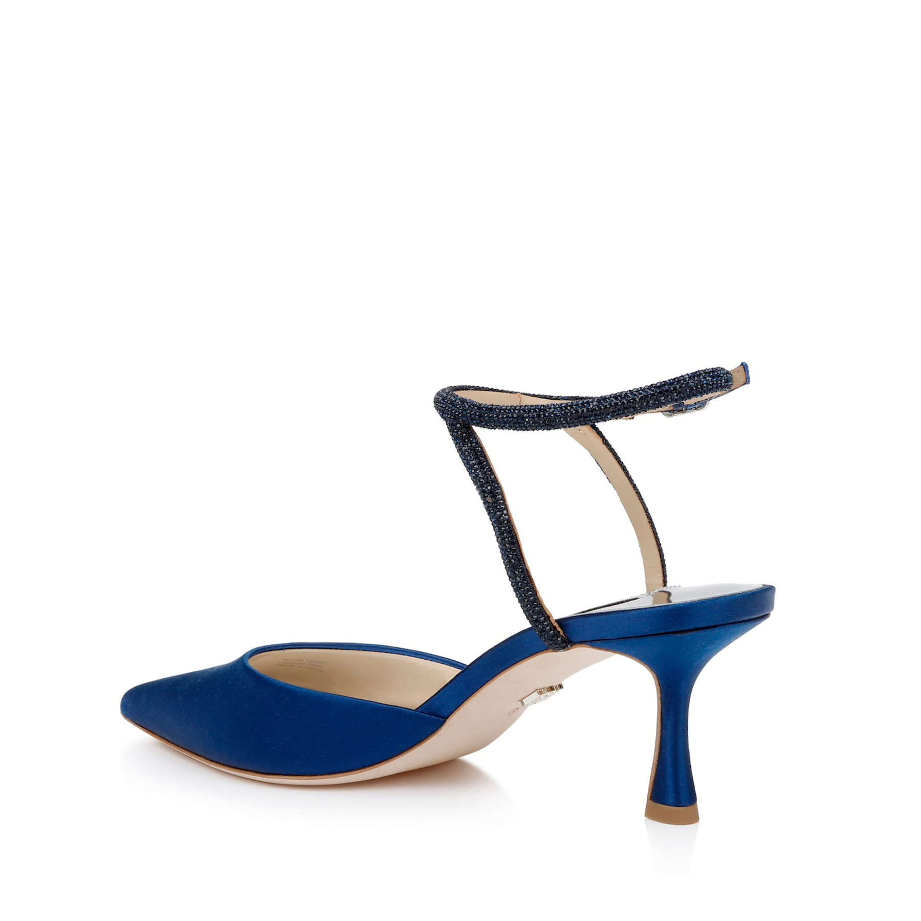 Autumn - Crystal Ankle Strap Kitten Heel Pumps - Electric Blue