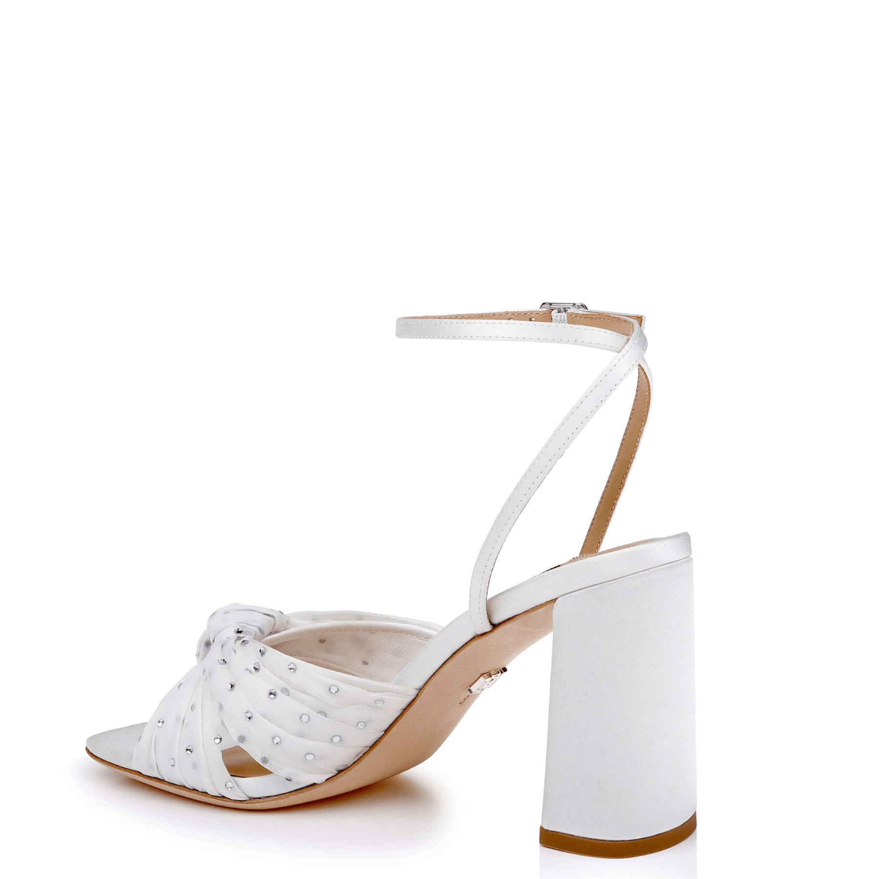 Buy Wila - Crystal Embellished Peep Toe Block Heel - Soft White online | The White Collection Australia