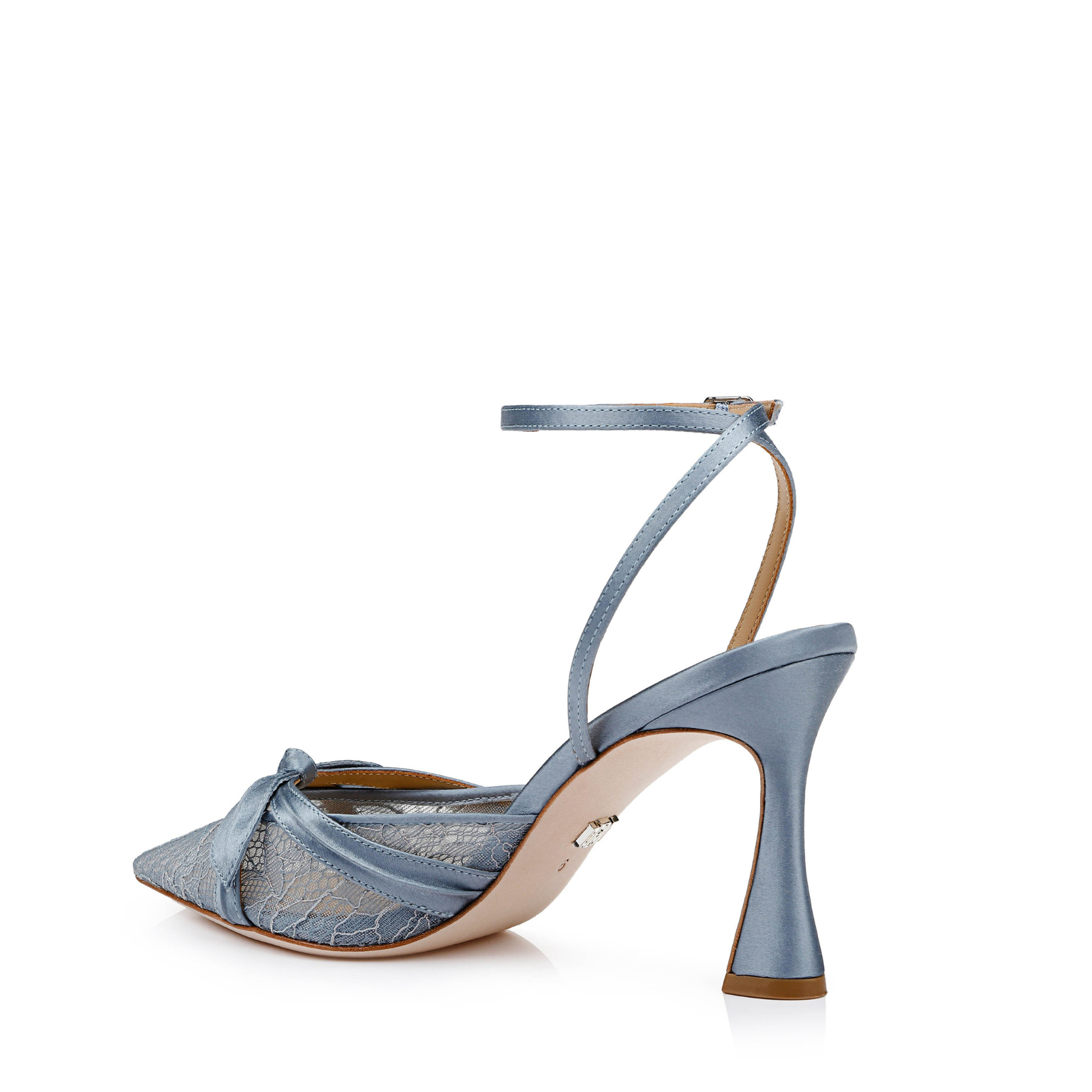 Josie - Pointed Toe Lace Ankle Strap Pumps - Ice Blue