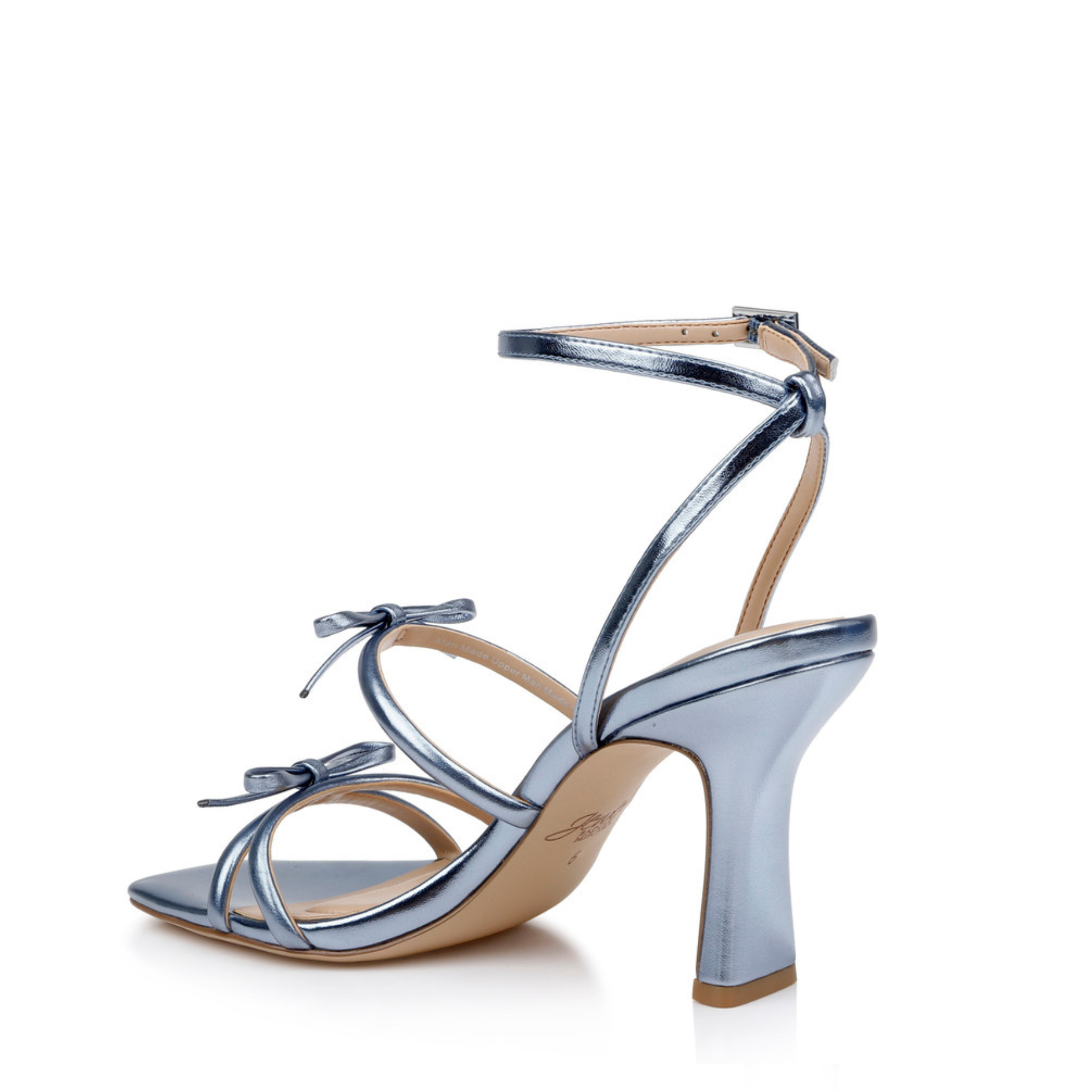 Buy Kiyomi II - Metallic Block Stiletto Heel Sandals with Bow Straps - Blue online | The White Collection Australia