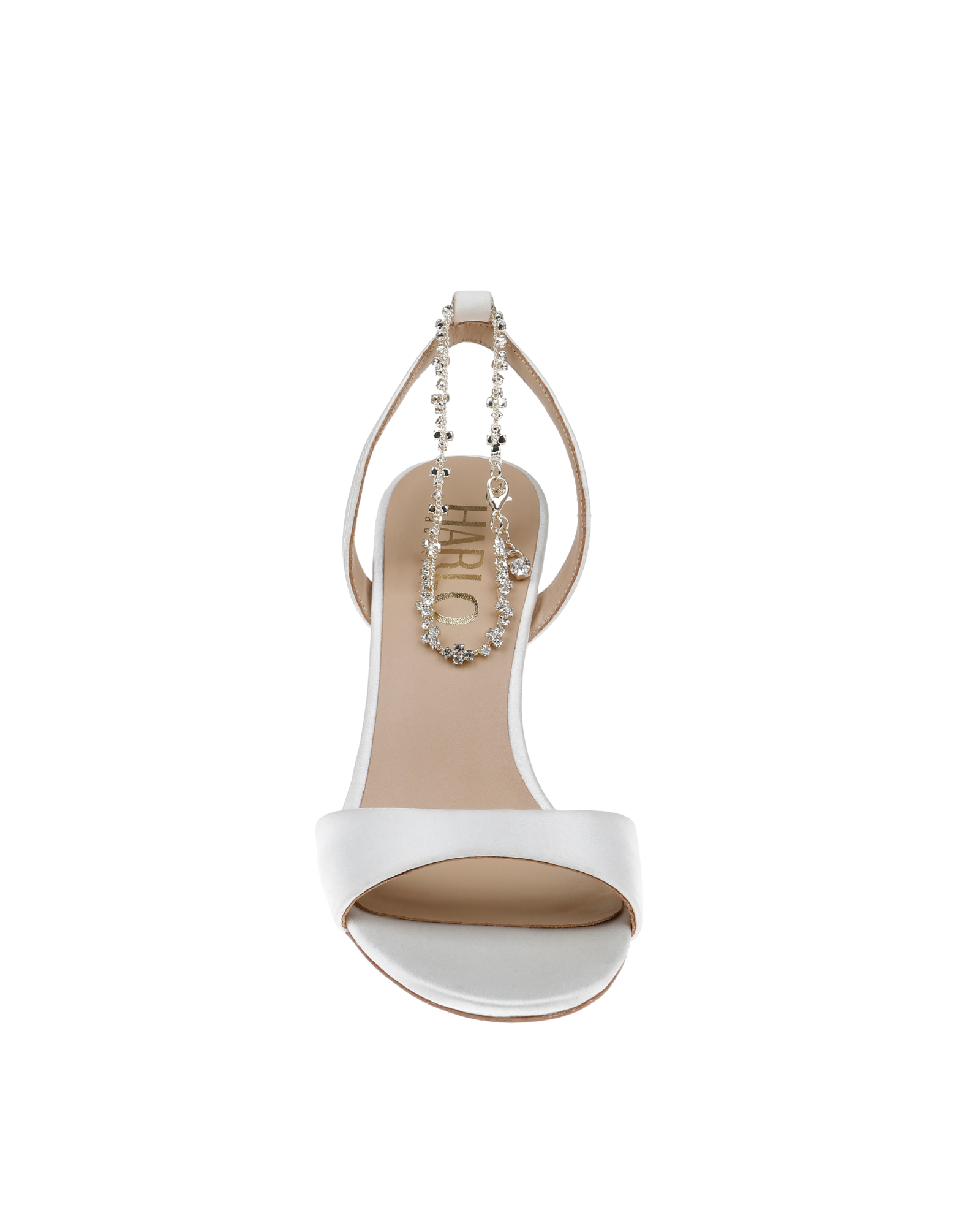 Buy Faye - Satin Open Toe Stiletto With Ankle Bracelet - Soft White online | The White Collection Australia